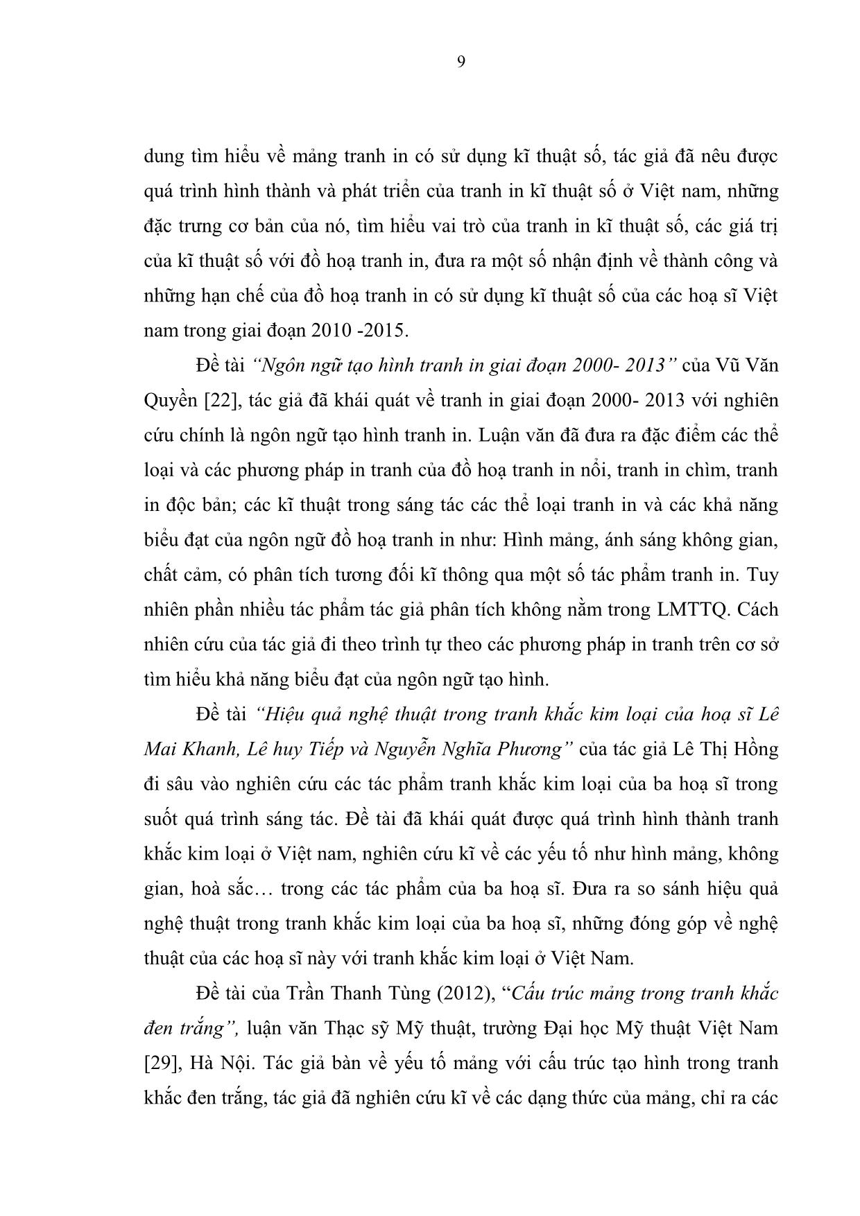 Những thành công và hạn chế của đồ hoạ tranh in có sử dụng kĩ thuật số ở Việt Nam giai đoạn 2010 -  2015 trang 9