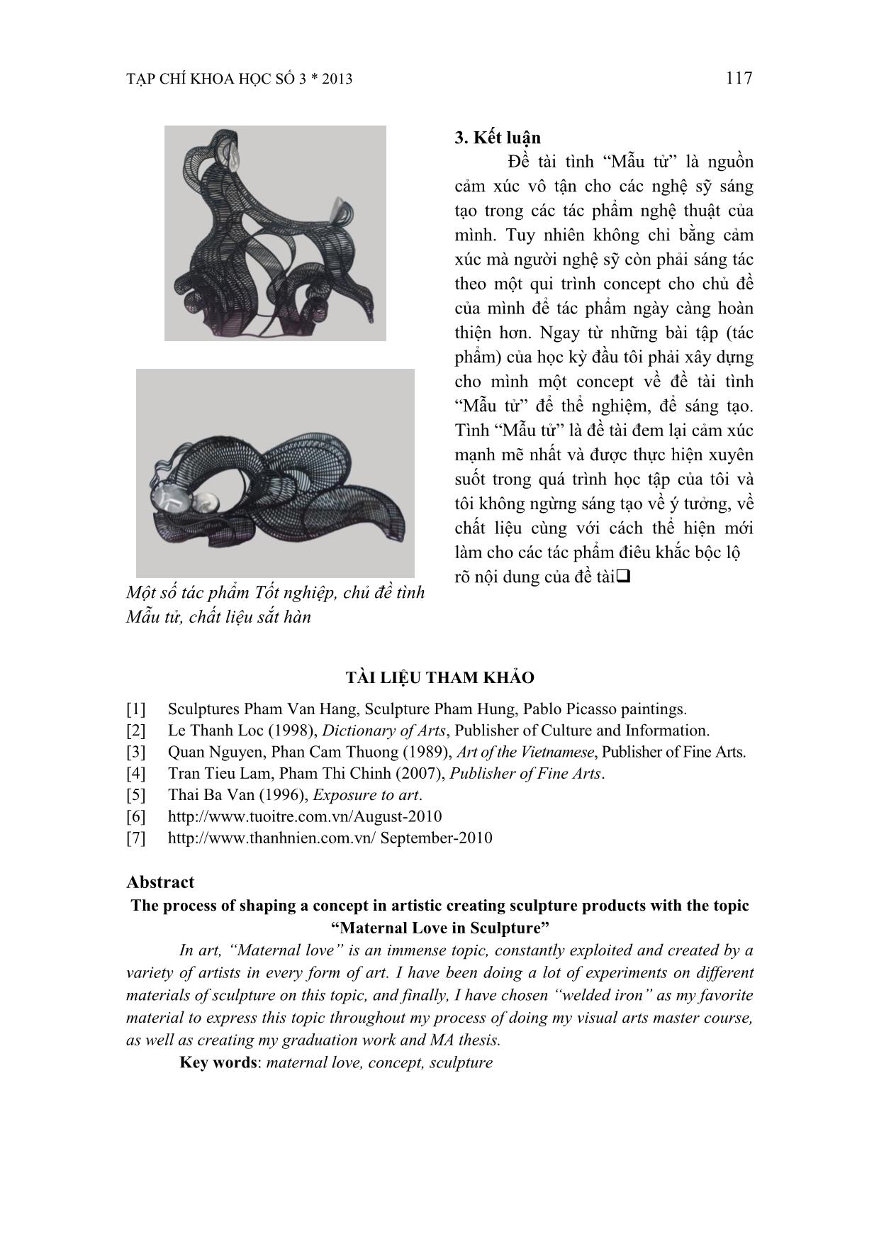 Qui trình hình thành concept trong sáng tạo nghệ thuật điêu khắc với chủ đề tình mẫu tử trang 7