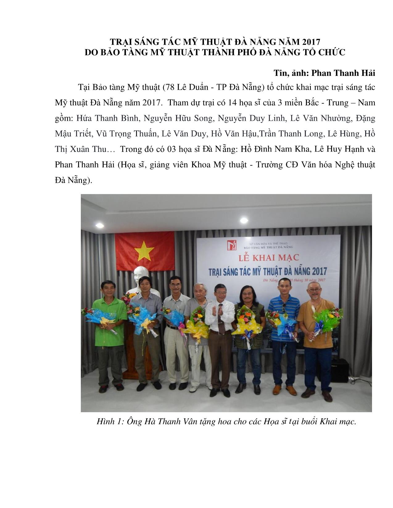 Trại sáng tác mỹ thuật Đà nẵng năm 2017 do bảo tàng mỹ thuật thành phố Đà nẵng tổ chức trang 1