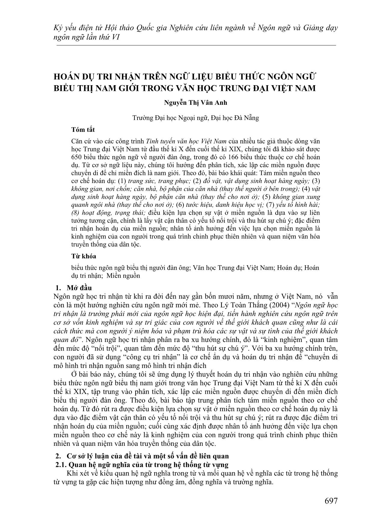 Hoán dụ tri nhận trên ngữ liệu biểu thức ngôn ngữ biểu thị nam giới trong văn học trung đại Việt Nam trang 1