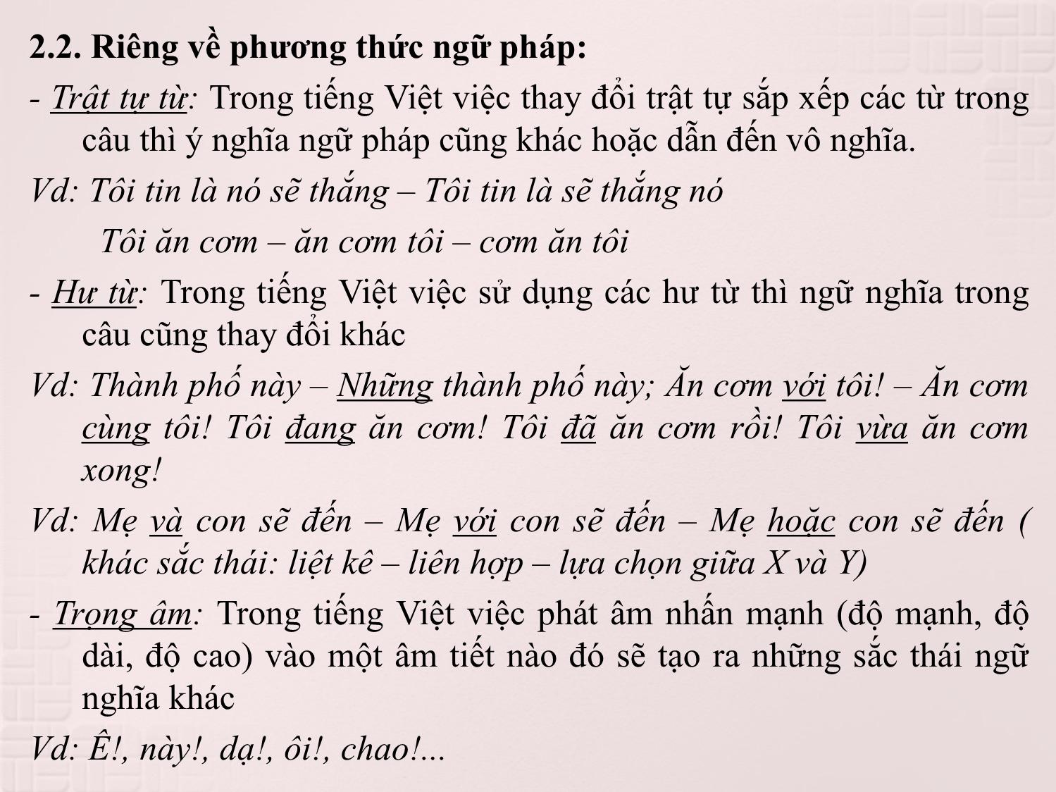 Bài giảng Tiếng Việt và bộ môn Tiếng Việt thực hành trang 5