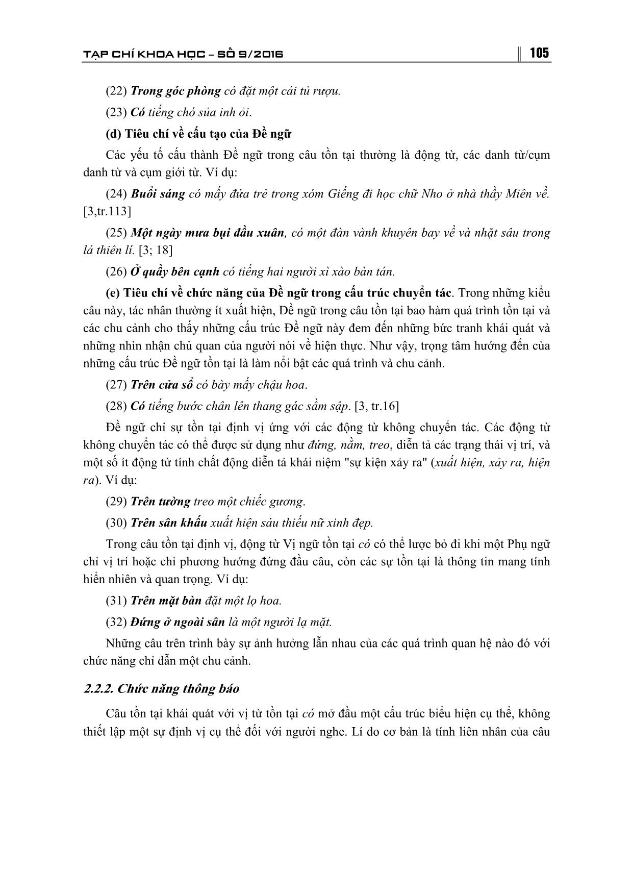 Cấu tạo và chức năng ngôn bản của đề ngữ trong câu tồn tại Tiếng Việt trang 6