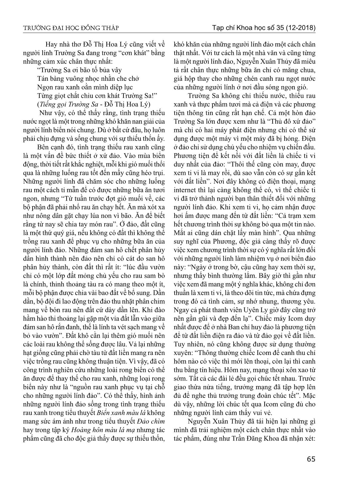 Chân dung người lính biển trong tiểu thuyết biển xanh màu lá của Nguyễn Xuân Thủy trang 2