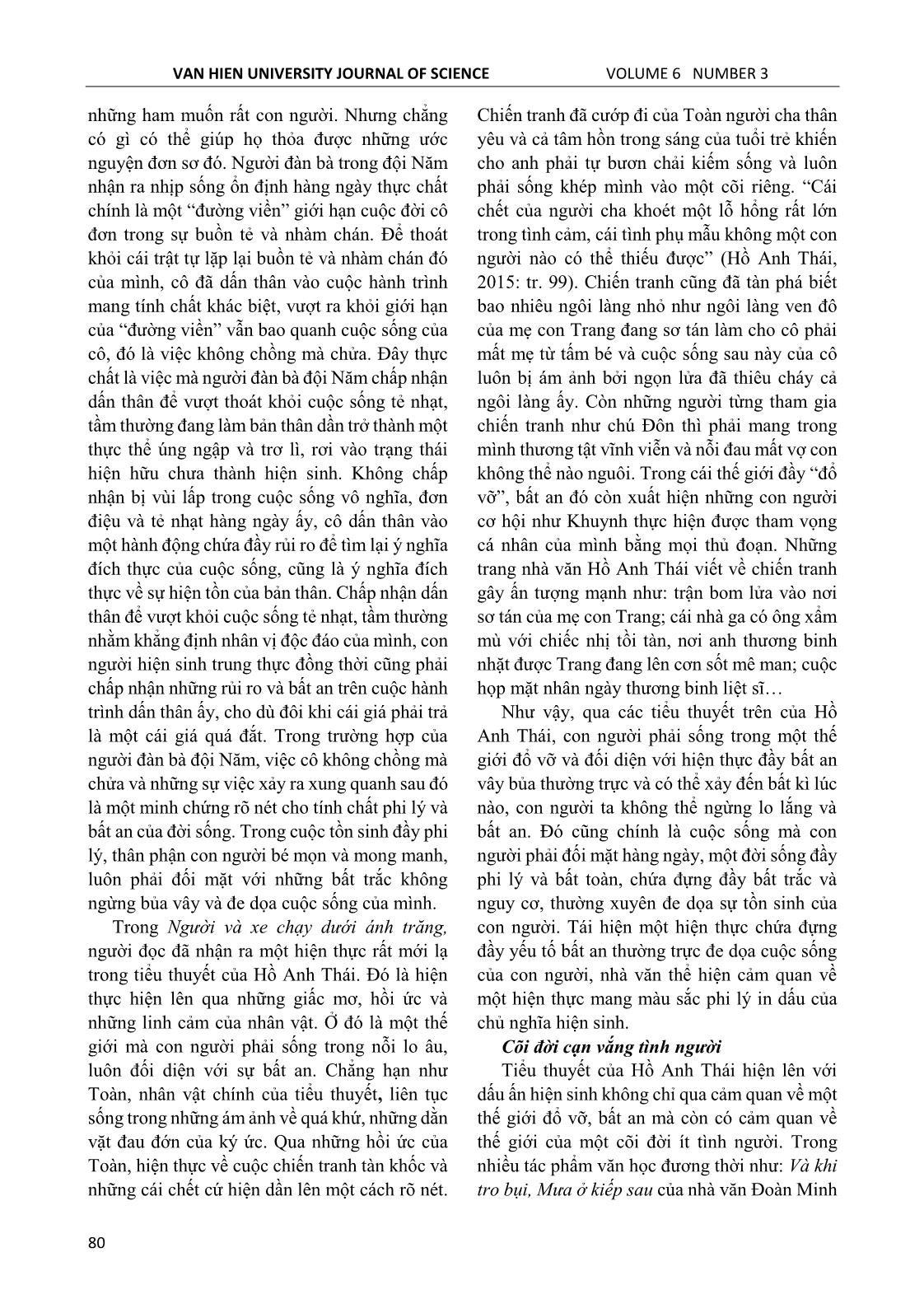 Dấu ấn hiện sinh trong tiểu thuyết Hồ Anh Thái nhìn từ cảm quan hiện thực trang 5