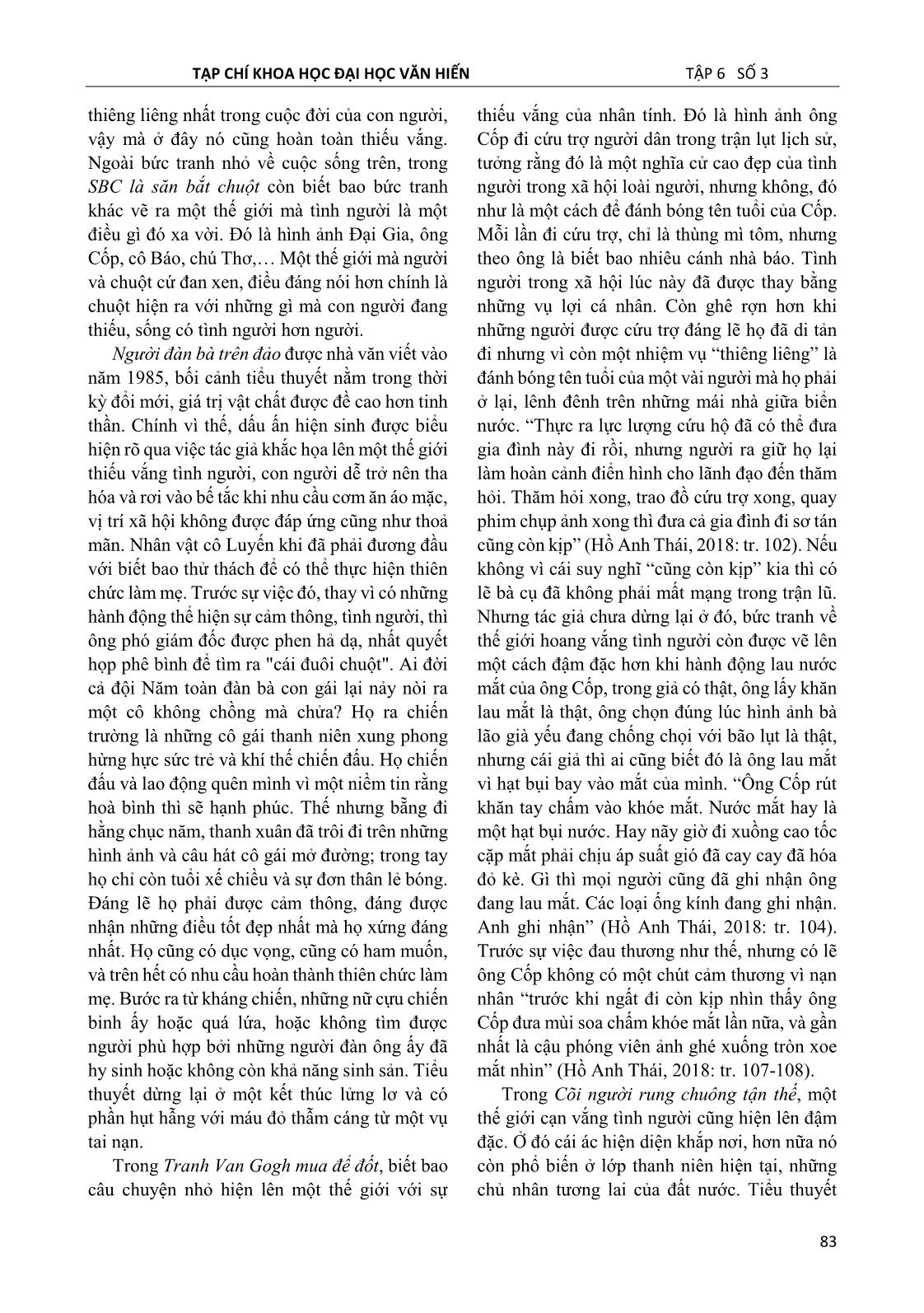 Dấu ấn hiện sinh trong tiểu thuyết Hồ Anh Thái nhìn từ cảm quan hiện thực trang 8