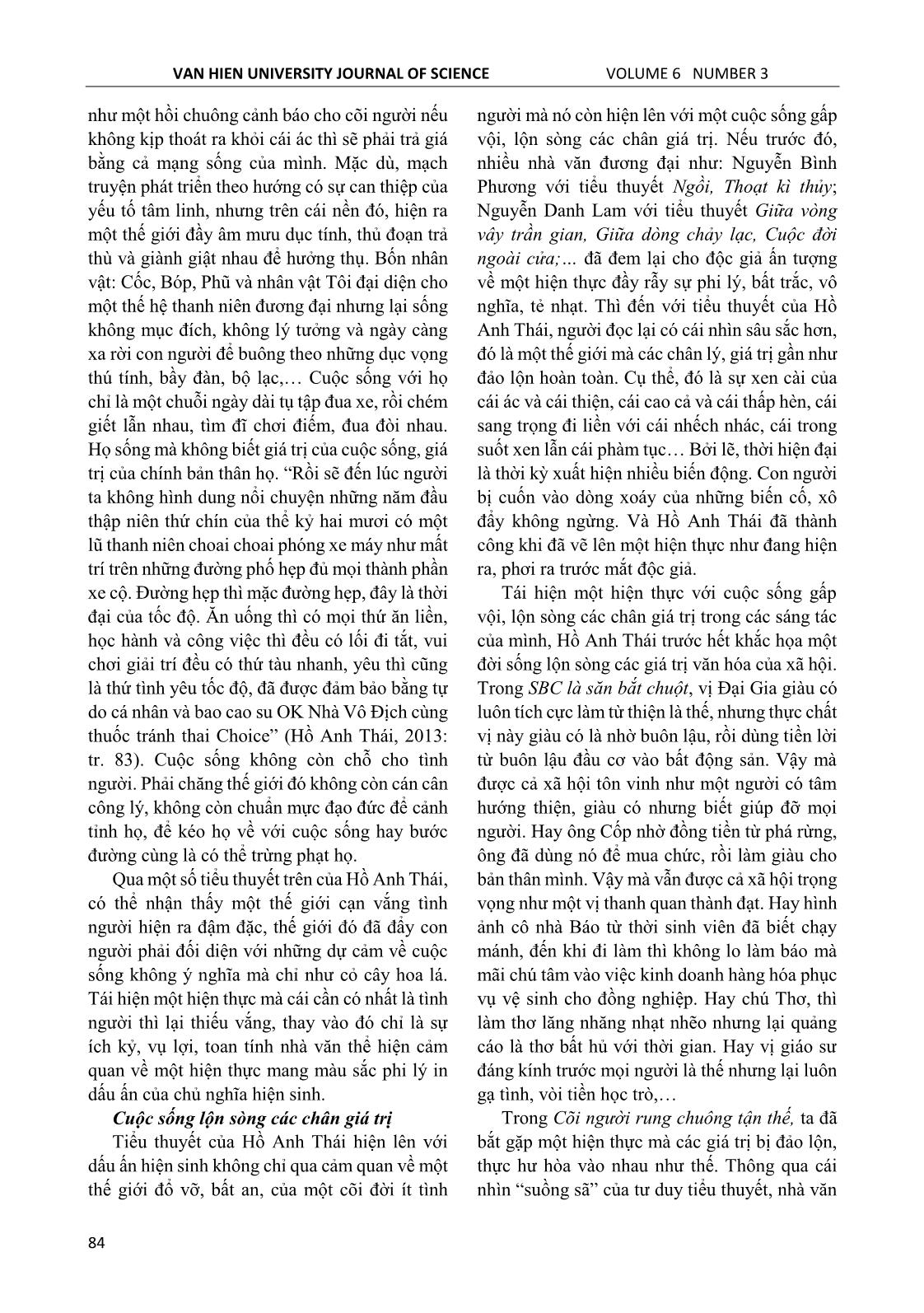 Dấu ấn hiện sinh trong tiểu thuyết Hồ Anh Thái nhìn từ cảm quan hiện thực trang 9