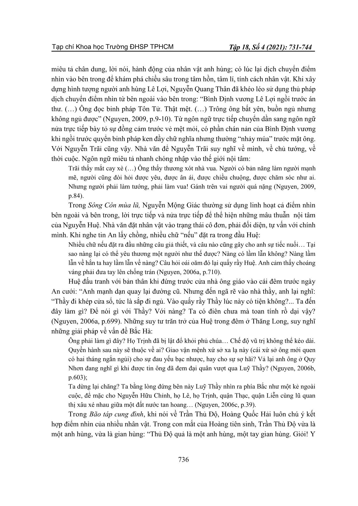 Điểm nhìn và giọng điệu trần thuật khi miêu tả nhân vật anh hùng trong tiểu thuyết lịch sử Việt Nam sau 1975 trang 6