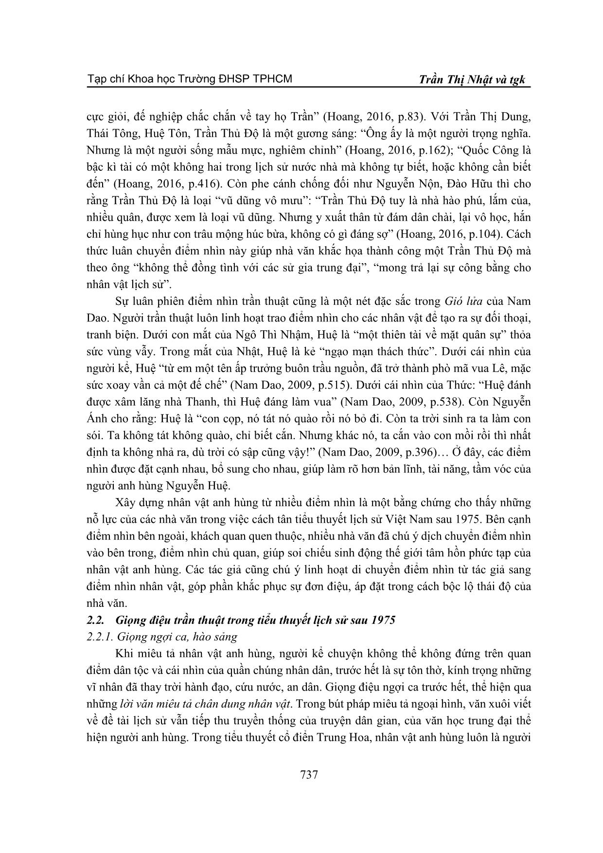 Điểm nhìn và giọng điệu trần thuật khi miêu tả nhân vật anh hùng trong tiểu thuyết lịch sử Việt Nam sau 1975 trang 7