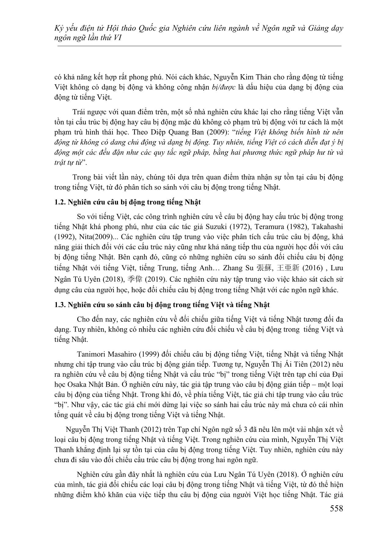 Đối chiếu đặc điểm cö pháp của câu bị động trong tiếng Việt và Tiếng Nhật trang 2