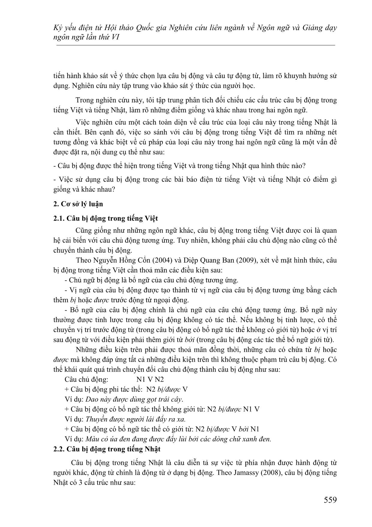 Đối chiếu đặc điểm cö pháp của câu bị động trong tiếng Việt và Tiếng Nhật trang 3