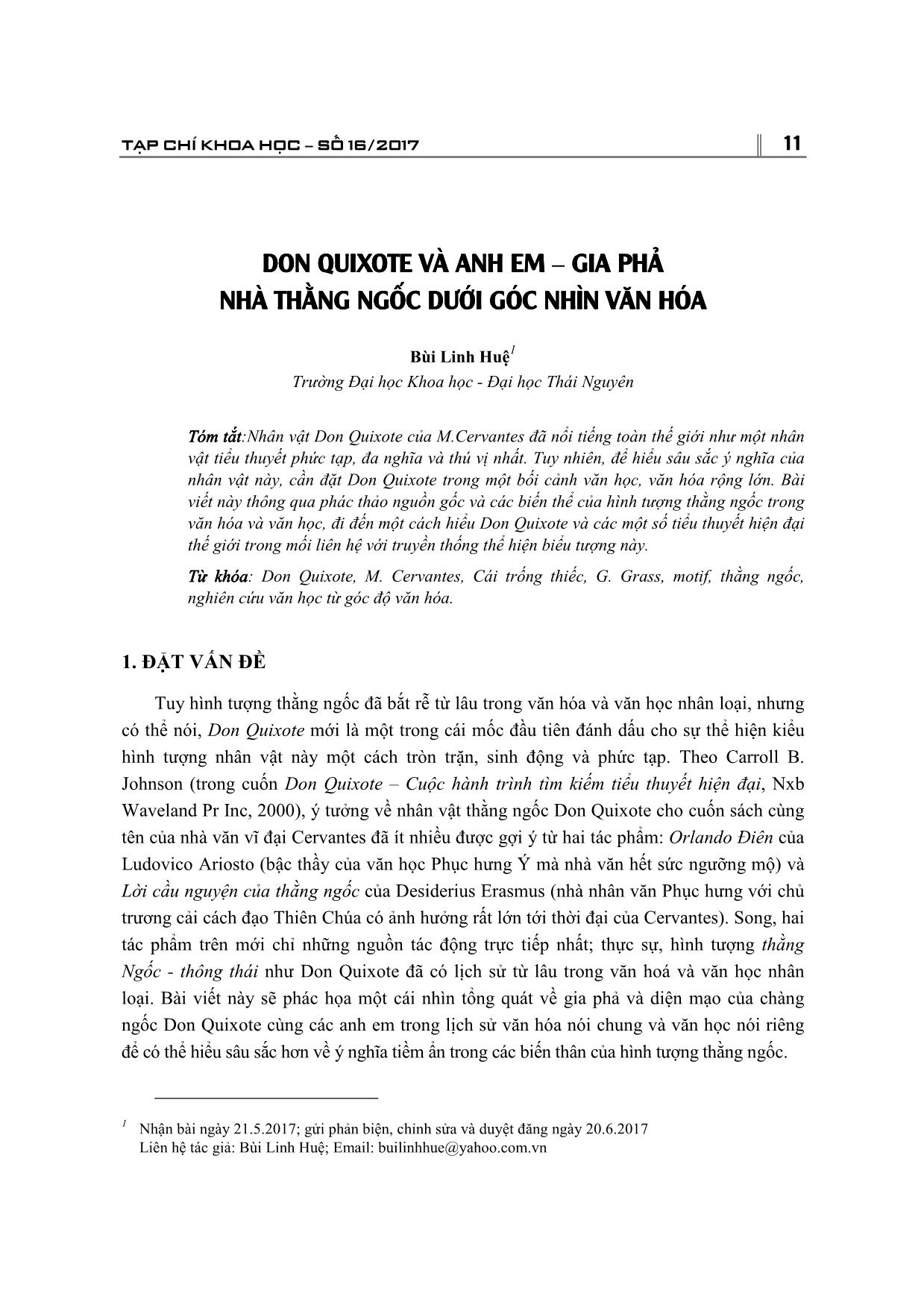 Don Quixote và anh em - Gia phả nhà thằng ngốc dưới góc nhìn văn hóa trang 1