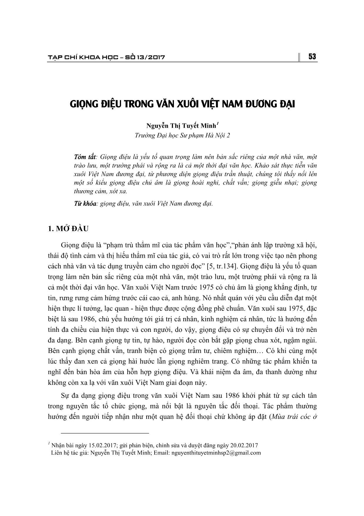 Giọng điệu trong văn xuôi Việt Nam Đương Đại trang 1