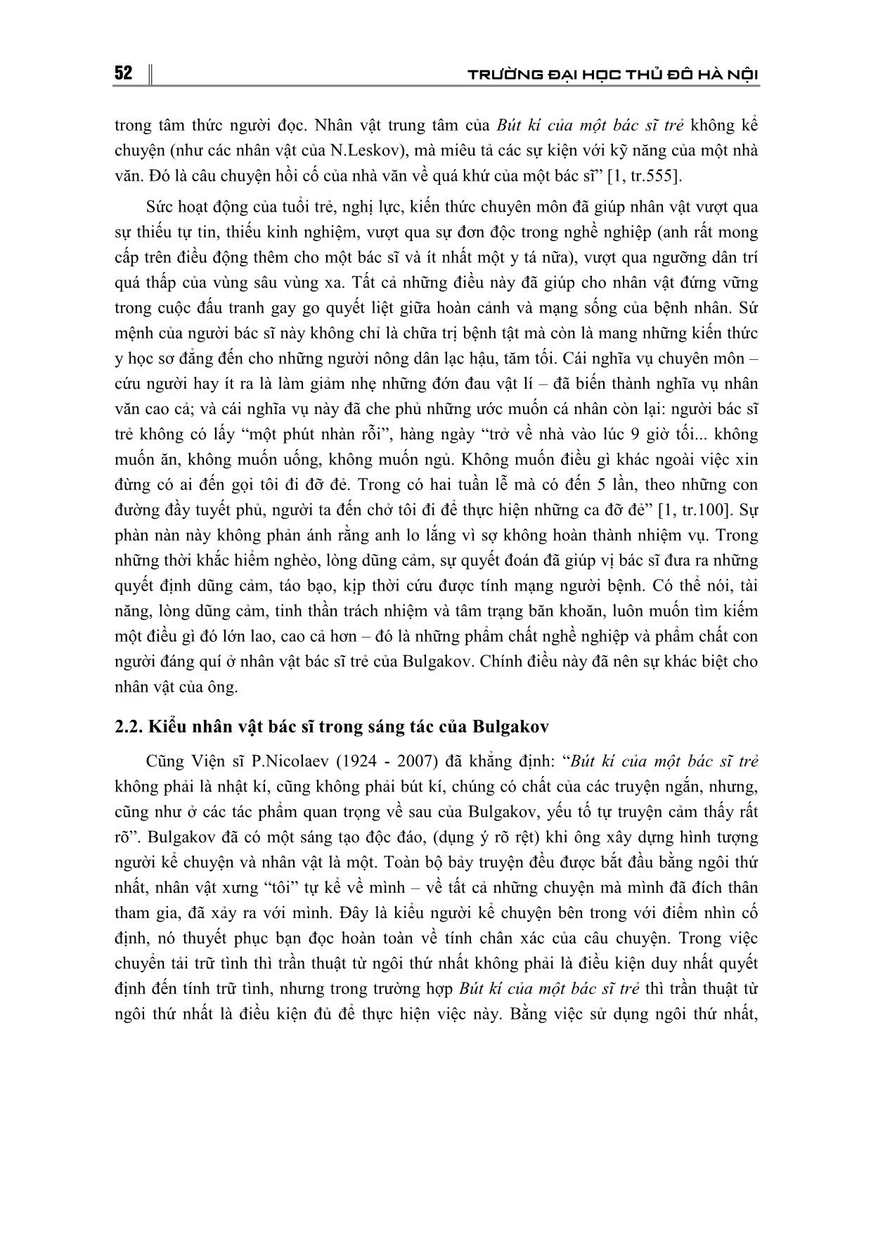 Hinh tượng nhân vật bác sĩ trong bút kí của một bác sĩ trẻ và kiểu nhân vật bác sĩ trong văn xuôi M. Bulgakov trang 5