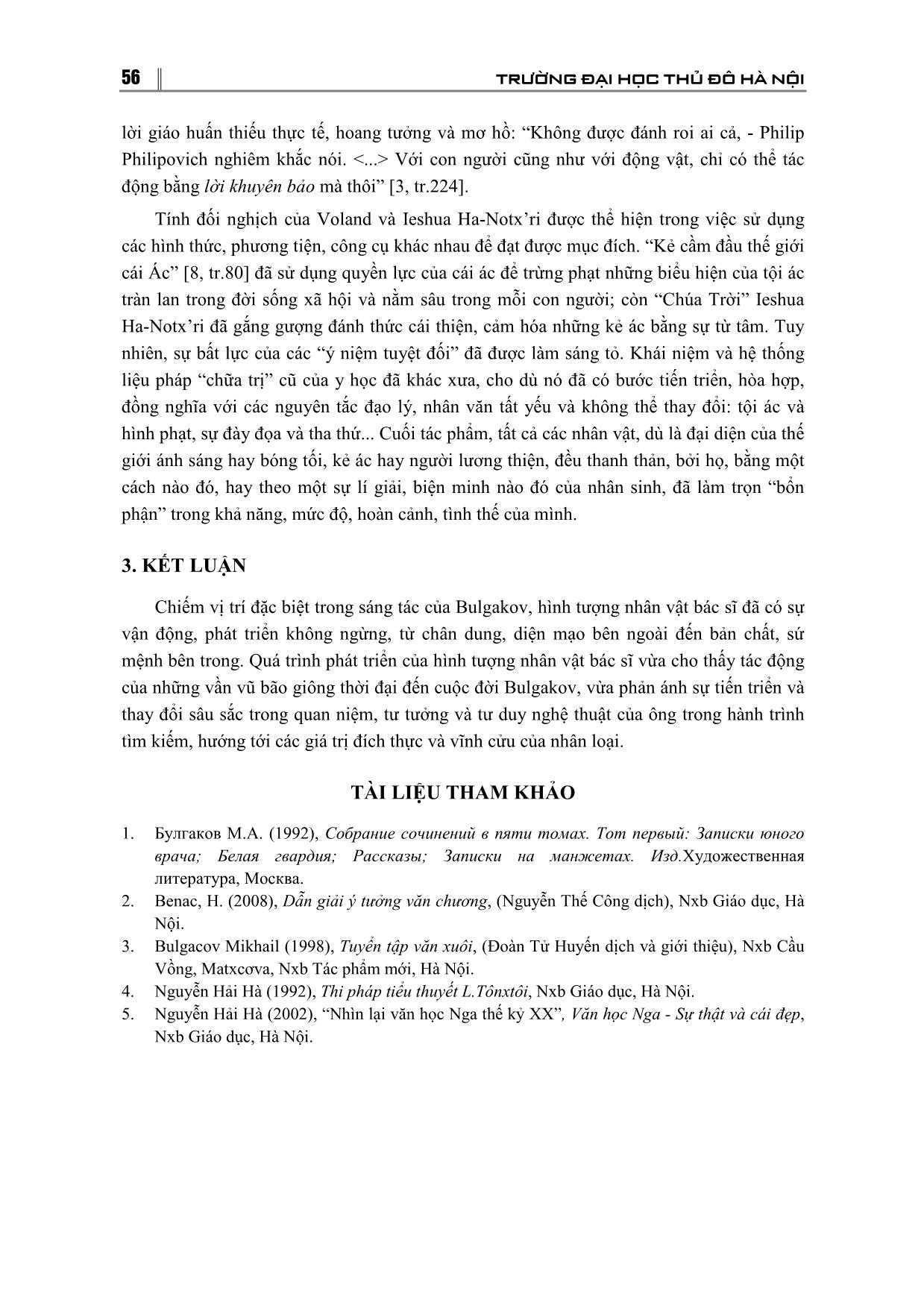 Hinh tượng nhân vật bác sĩ trong bút kí của một bác sĩ trẻ và kiểu nhân vật bác sĩ trong văn xuôi M. Bulgakov trang 9