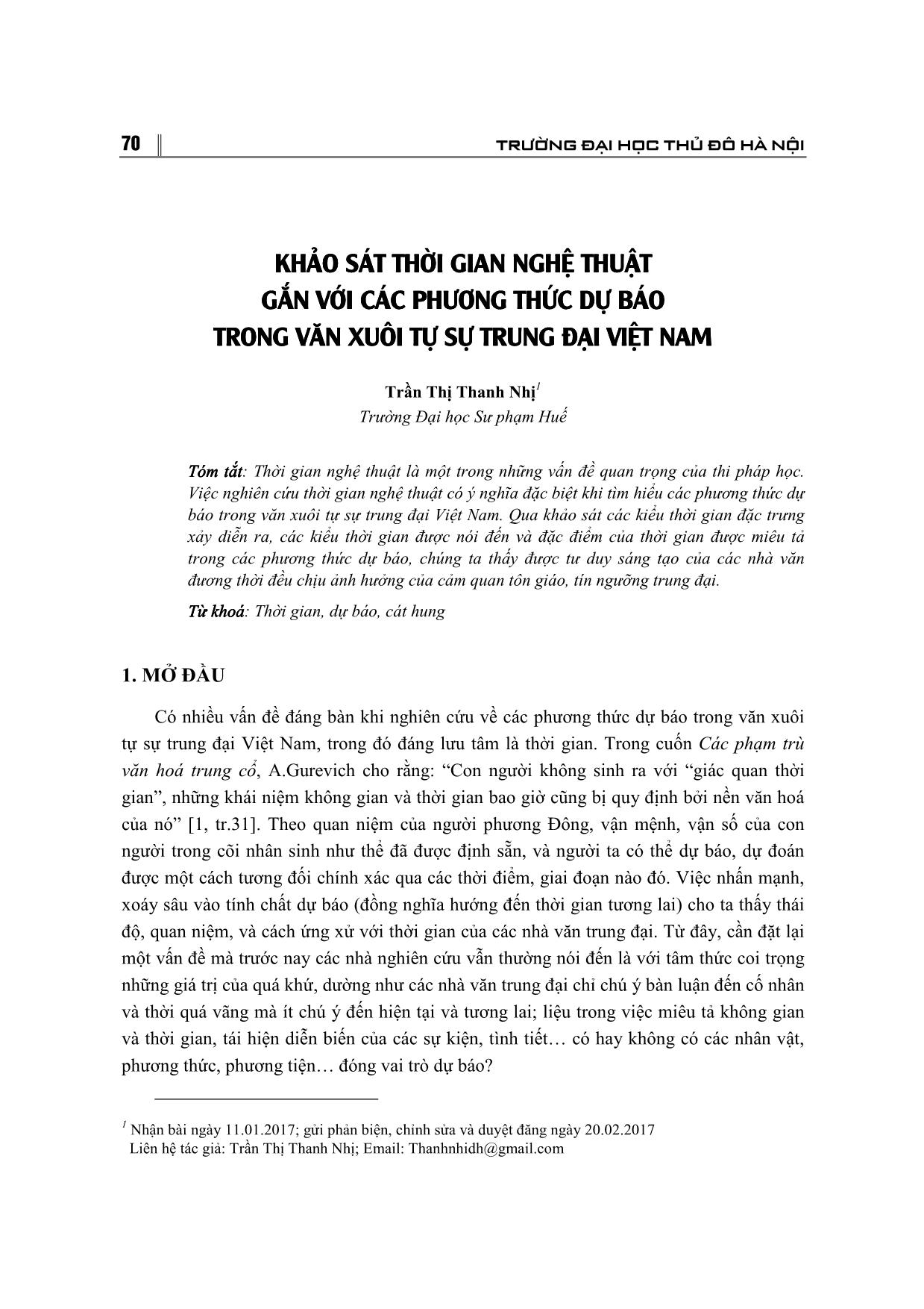 Khảo sát thời gian nghệ thuật gắn với các phương thức dự báo trong văn xuôi tự sự trung đại Việt Nam trang 1