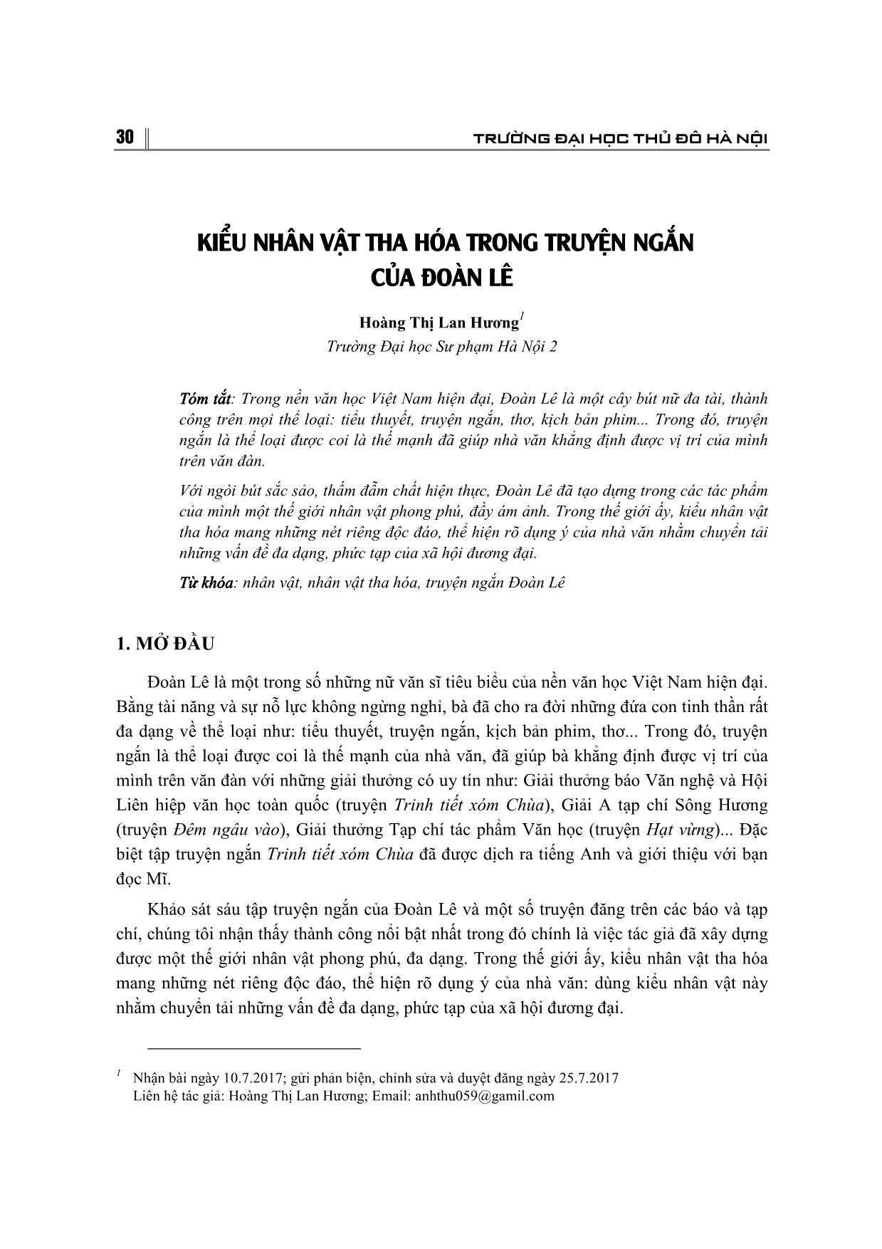 Kiểu nhân vật tha hóa trong truyện ngắn của Đoàn Lê trang 1