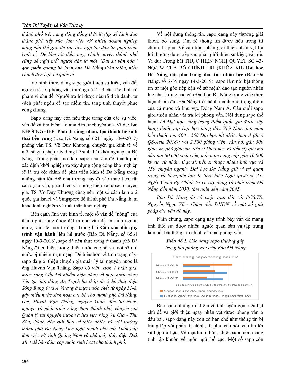 Lời mở đầu (sapo) trong tác phẩm phỏng vấn trên báo Đà Nẵng trang 4