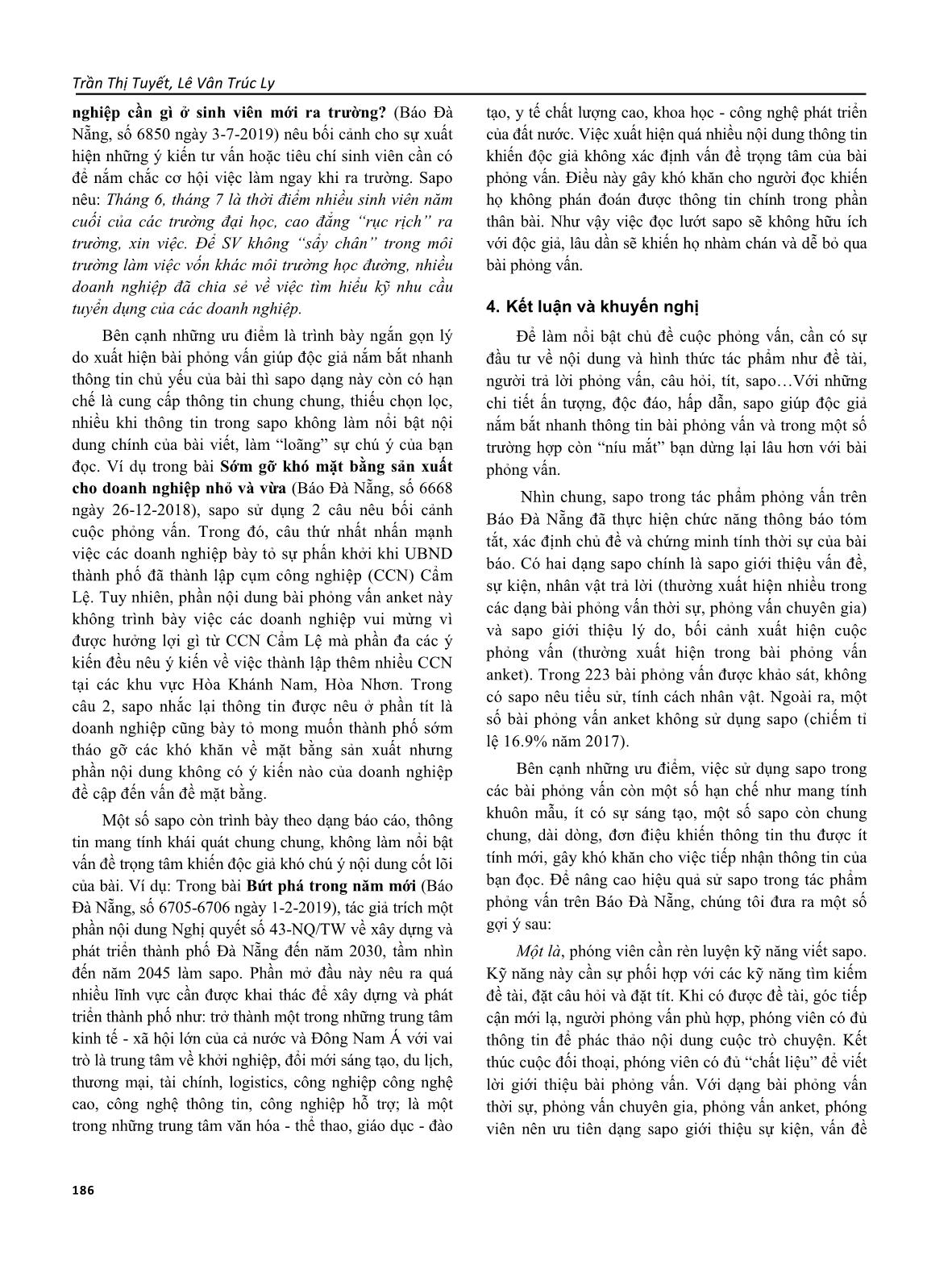 Lời mở đầu (sapo) trong tác phẩm phỏng vấn trên báo Đà Nẵng trang 6