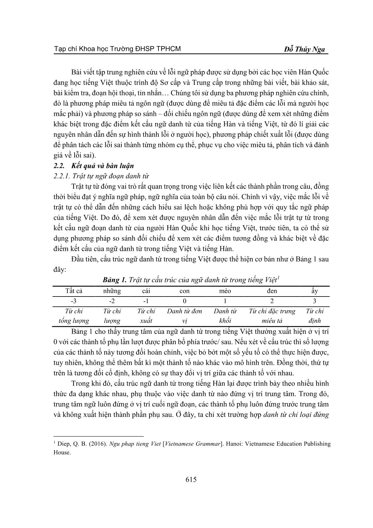 Lỗi sắp xếp trật tự trong ngữ đoạn danh từ của người Hàn quốc học Tiếng Việt trang 2
