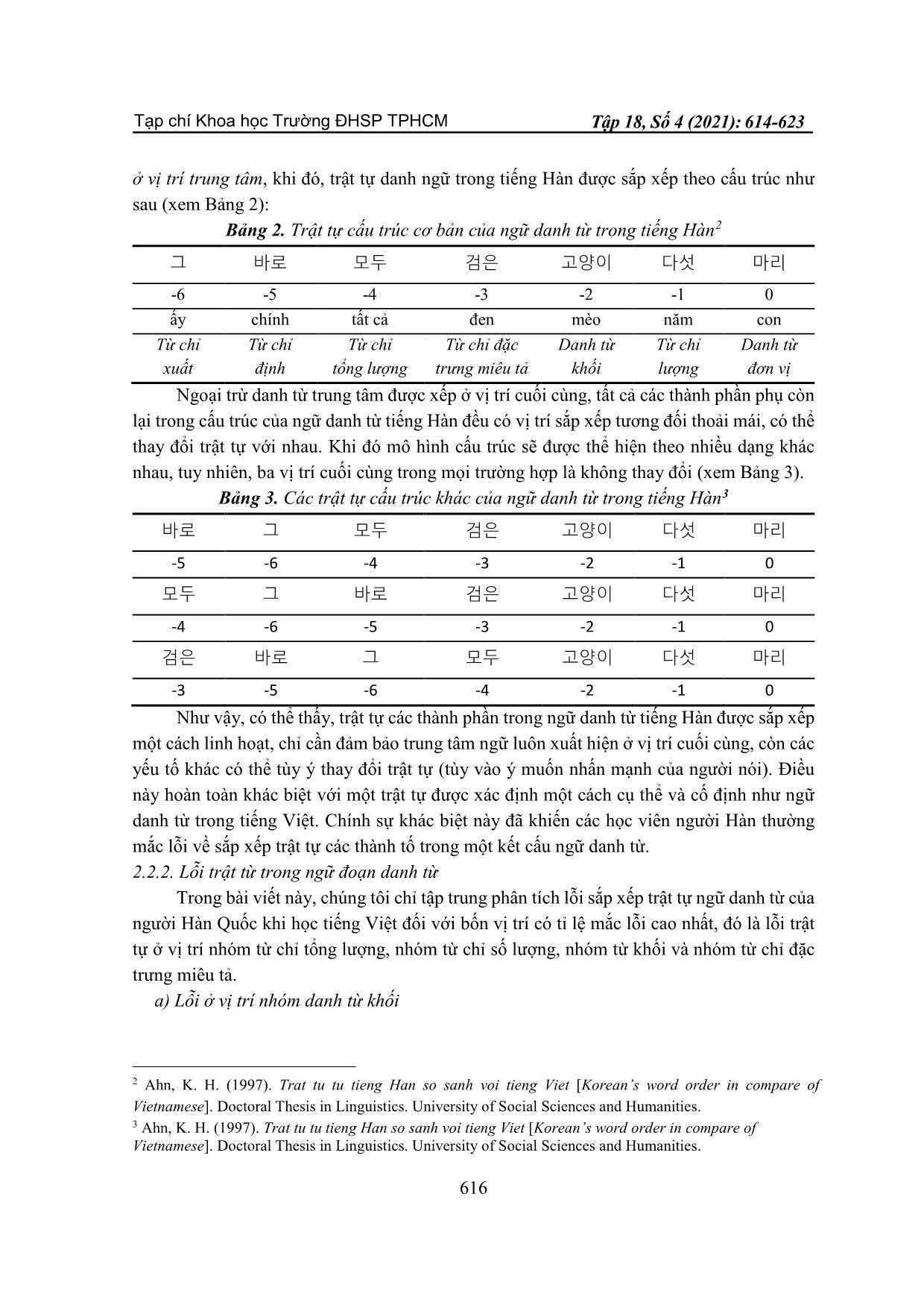 Lỗi sắp xếp trật tự trong ngữ đoạn danh từ của người Hàn quốc học Tiếng Việt trang 3