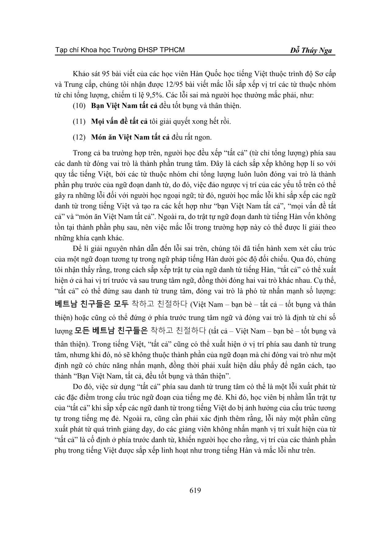Lỗi sắp xếp trật tự trong ngữ đoạn danh từ của người Hàn quốc học Tiếng Việt trang 6