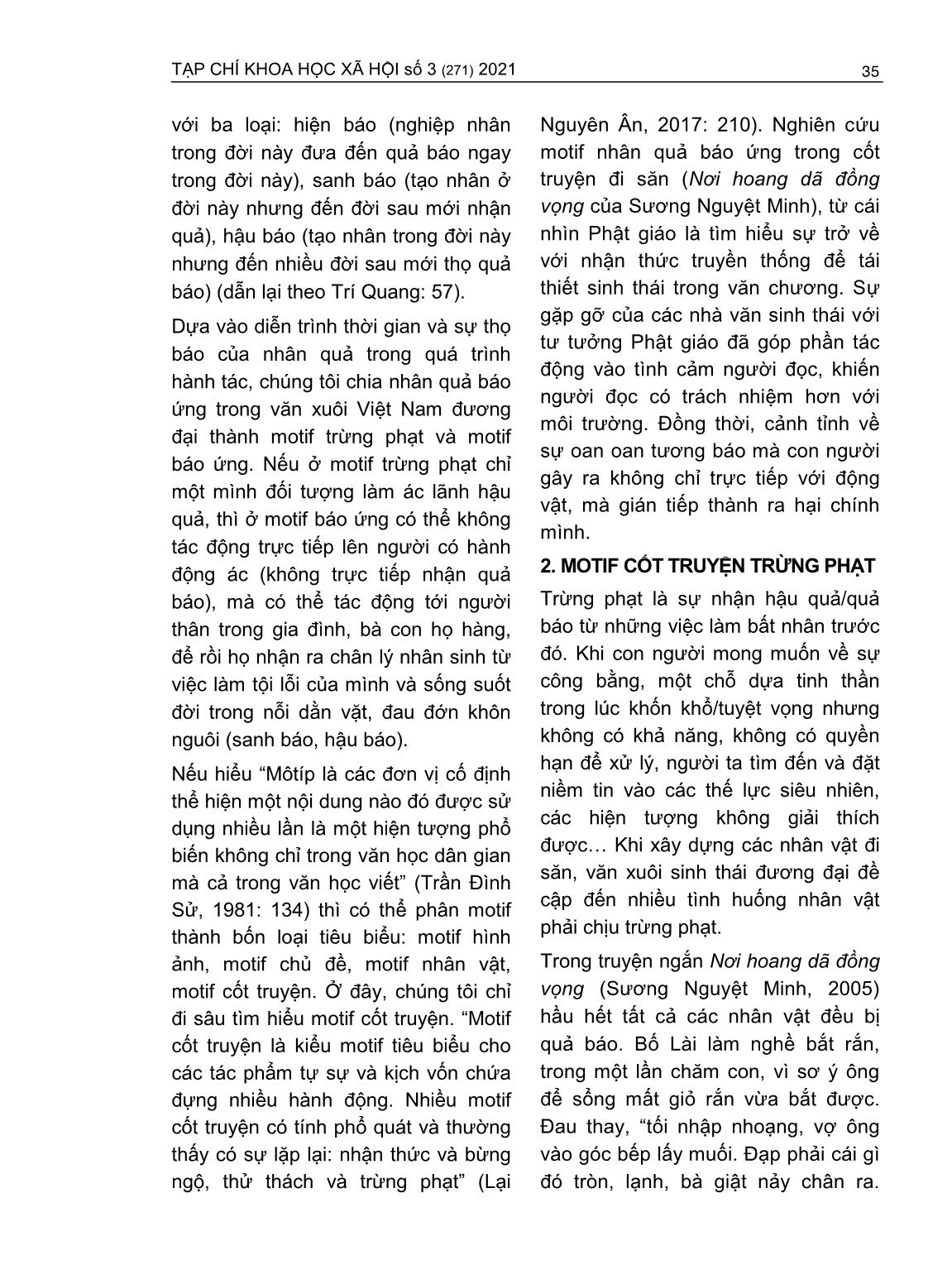 Motif nhân quả báo ứng trong văn xuôi sinh thái Việt Nam đương đại từ góc nhìn Phật Giáo trang 3