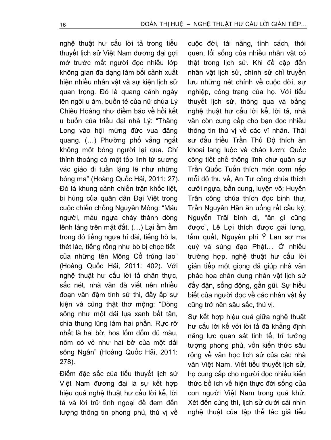 Nghệ thuật hư cấu lời gián tiếp trong tiểu thuyết lịch sử Việt Nam đương đại trang 4