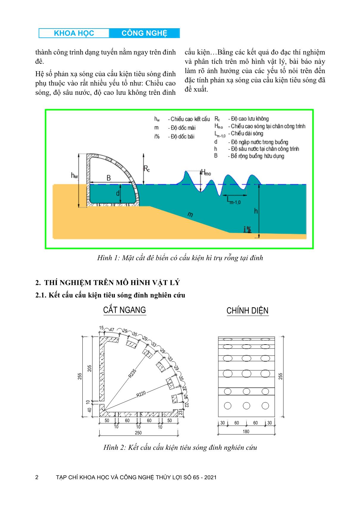 Nghiên cứu đặc tính phản xạ của kết cấu tiêu sóng đặt tại đỉnh đê biển trên mô hình vật lý trang 2