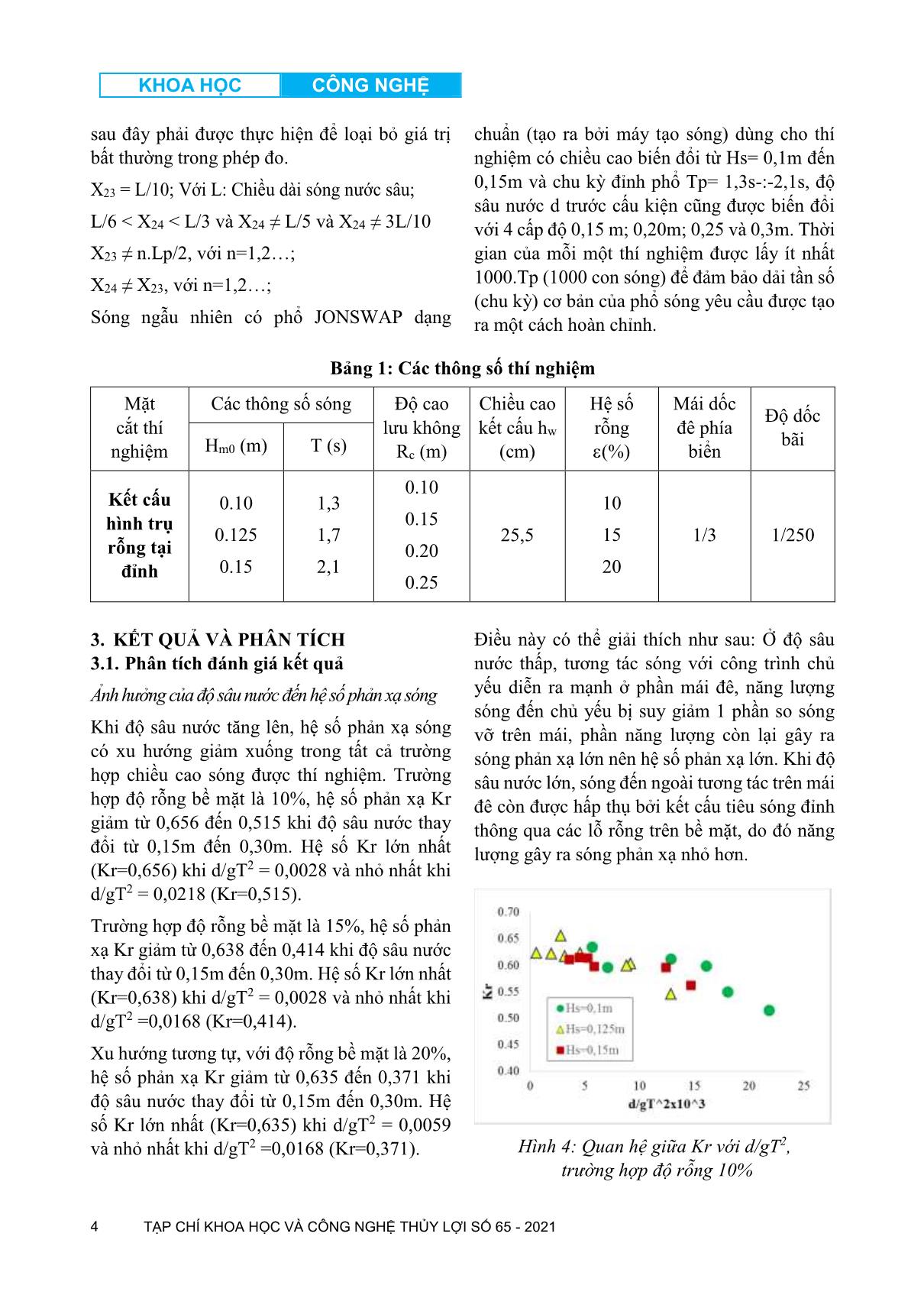 Nghiên cứu đặc tính phản xạ của kết cấu tiêu sóng đặt tại đỉnh đê biển trên mô hình vật lý trang 4
