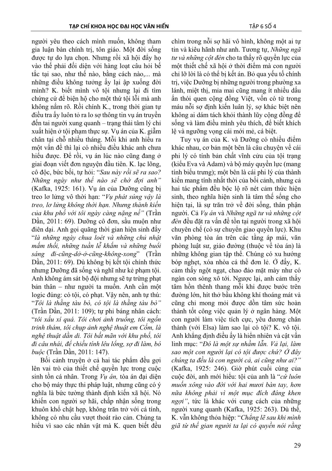 Những ngã tư và những cột đèn của trần dần và vụ án của franz kafka: Từ góc nhìn hiện sinh trang 4