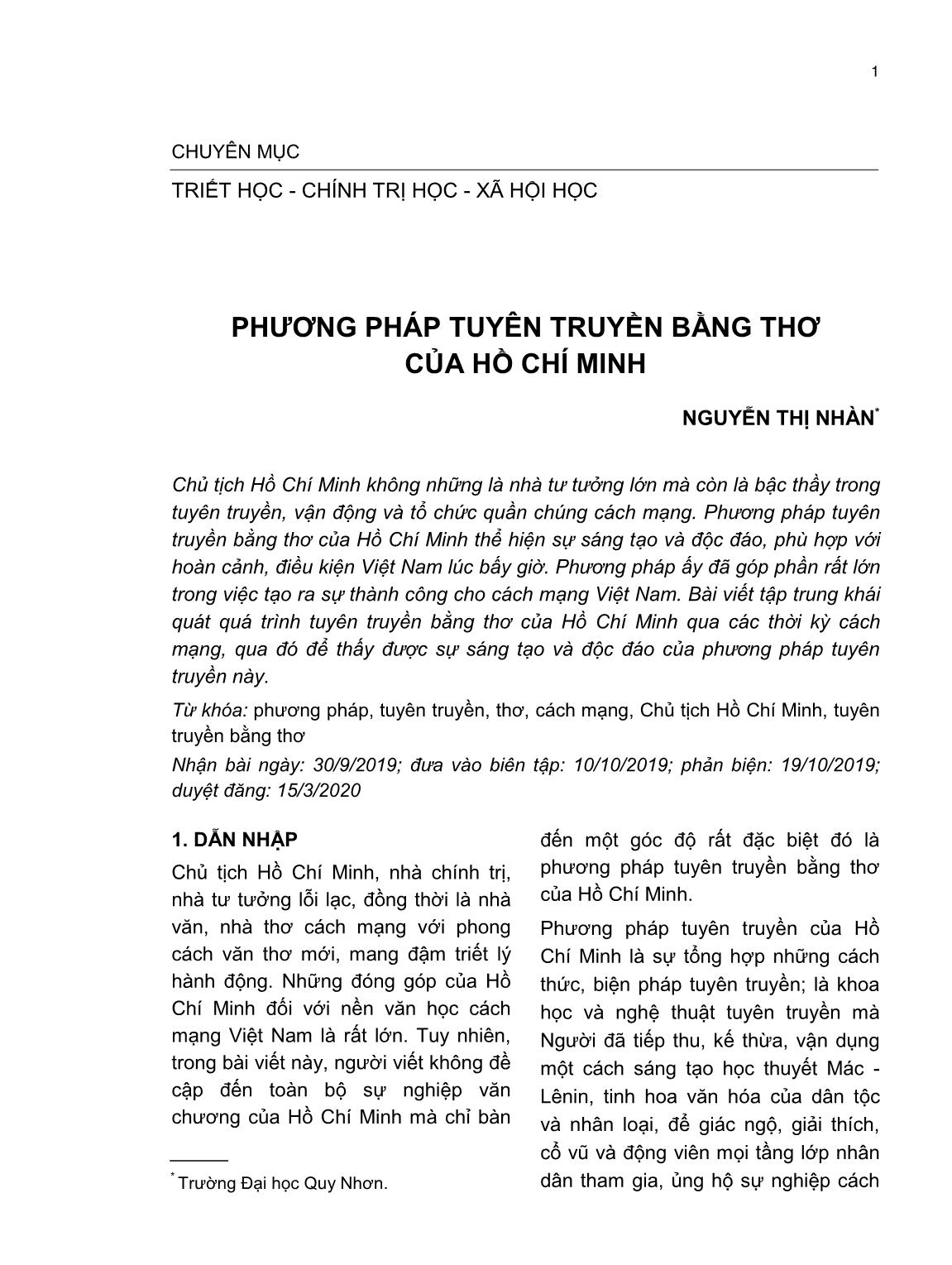 Phương pháp tuyên truyền bằng thơ của Hồ Chí Minh trang 1