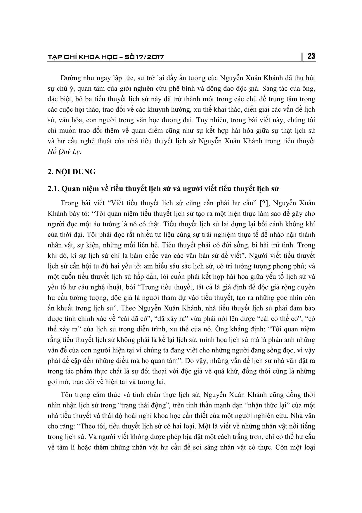 Sự thật lịch sử và hư cấu nghệ thuật trong tiểu thuyết Hồ Quý Li của Nguyễn Xuân Thành trang 2
