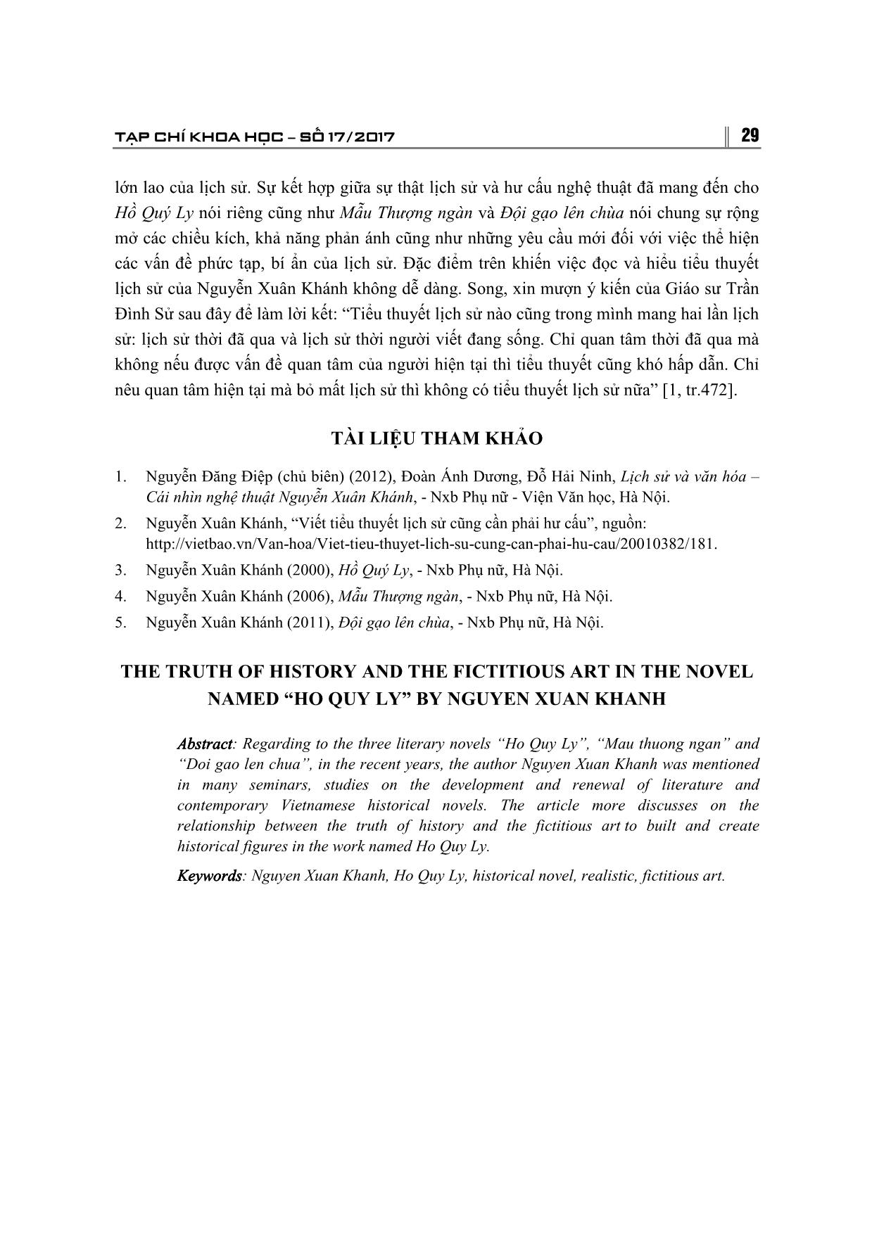 Sự thật lịch sử và hư cấu nghệ thuật trong tiểu thuyết Hồ Quý Li của Nguyễn Xuân Thành trang 8