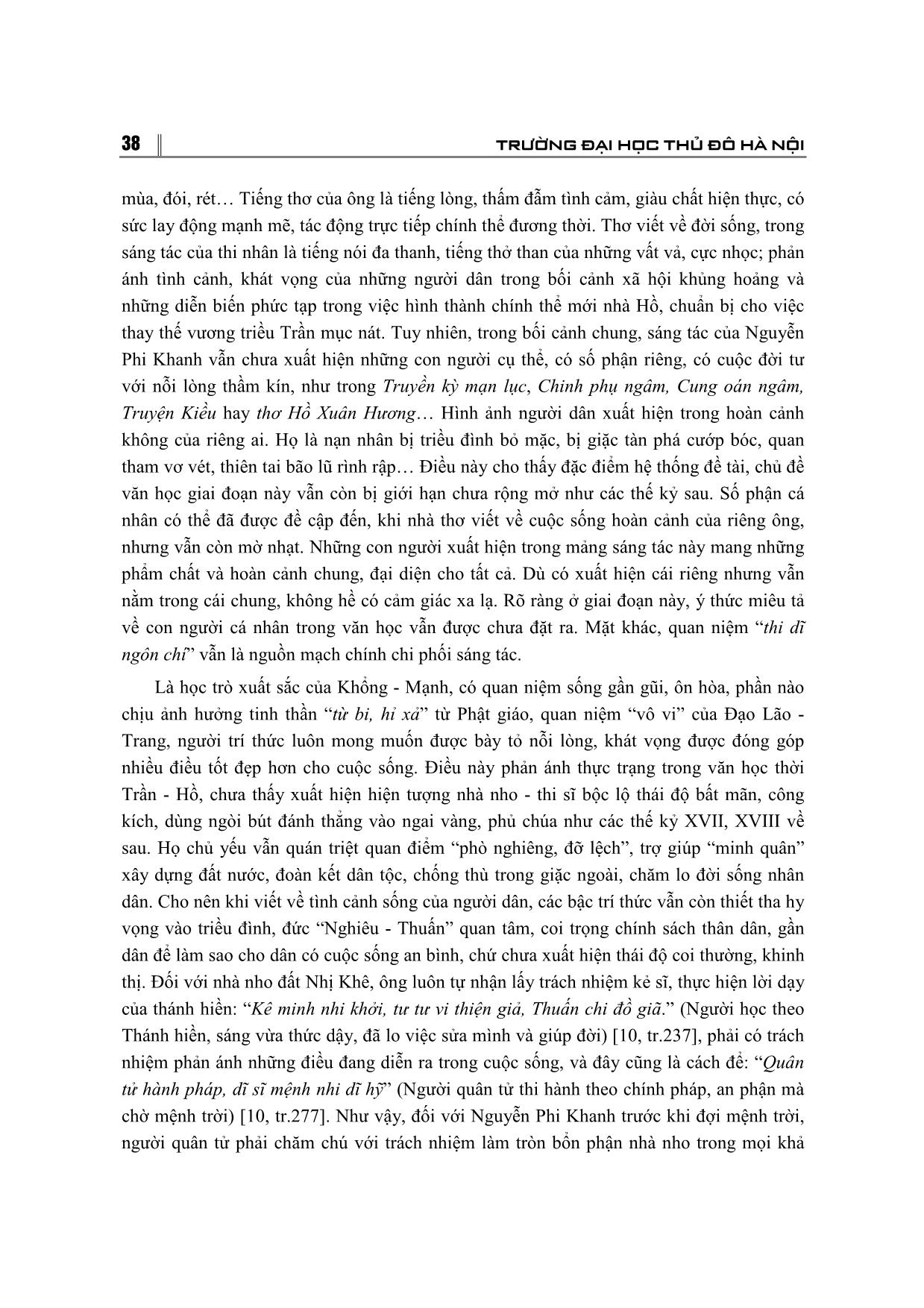Thơ văn Nguyễn Phi Khanh - Nỗi niềm trăn trở về bản thân, thời đại và cuộc sống của nhân dân trang 7
