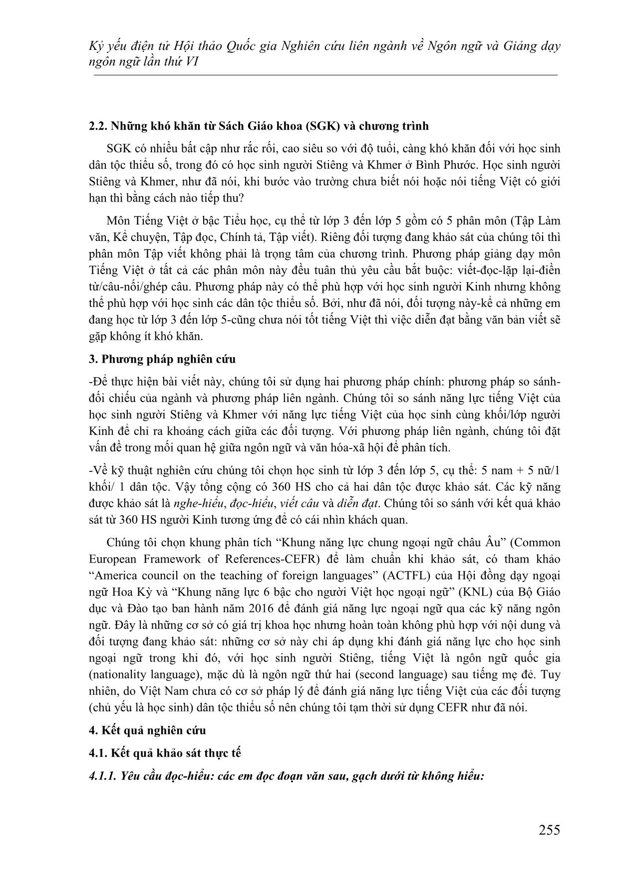 Thử áp dụng một phương pháp dạy tiếng việt cho học sinh dân tộc thiểu số (trường hợp dạy cho học sinh cấp tiểu học Stiêng và Khmer ở Bình Phước) trang 3