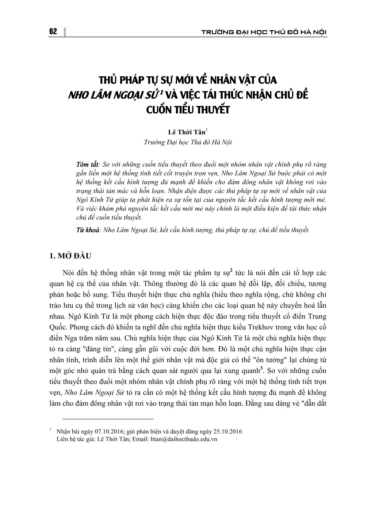 Thủ pháp tự sự mới về nhân vật của Nho Lâm Ngoại Sử và việc tái thức nhận chủ đề cuốn tiểu thuyết trang 1