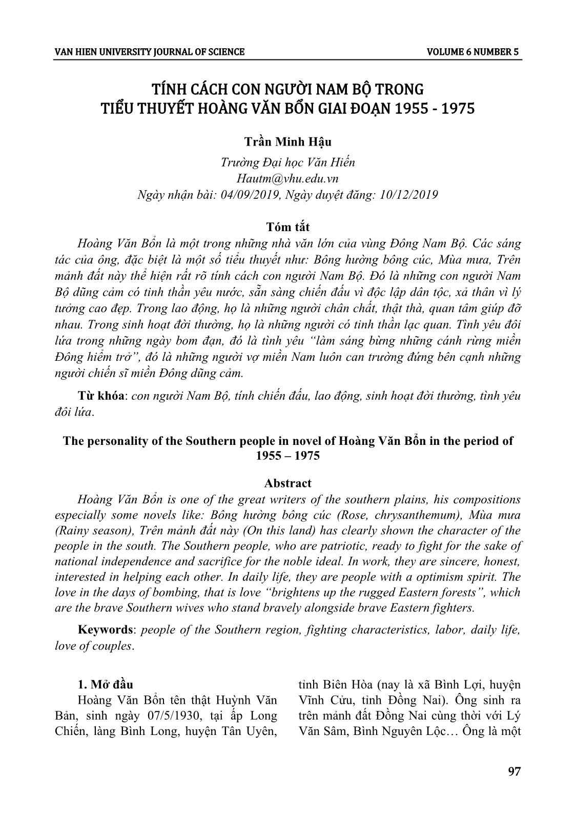 Tính cách con người nam bộ trong tiểu thuyết Hoàng Văn Bổn giai đoạn 1955 - 1975 trang 1