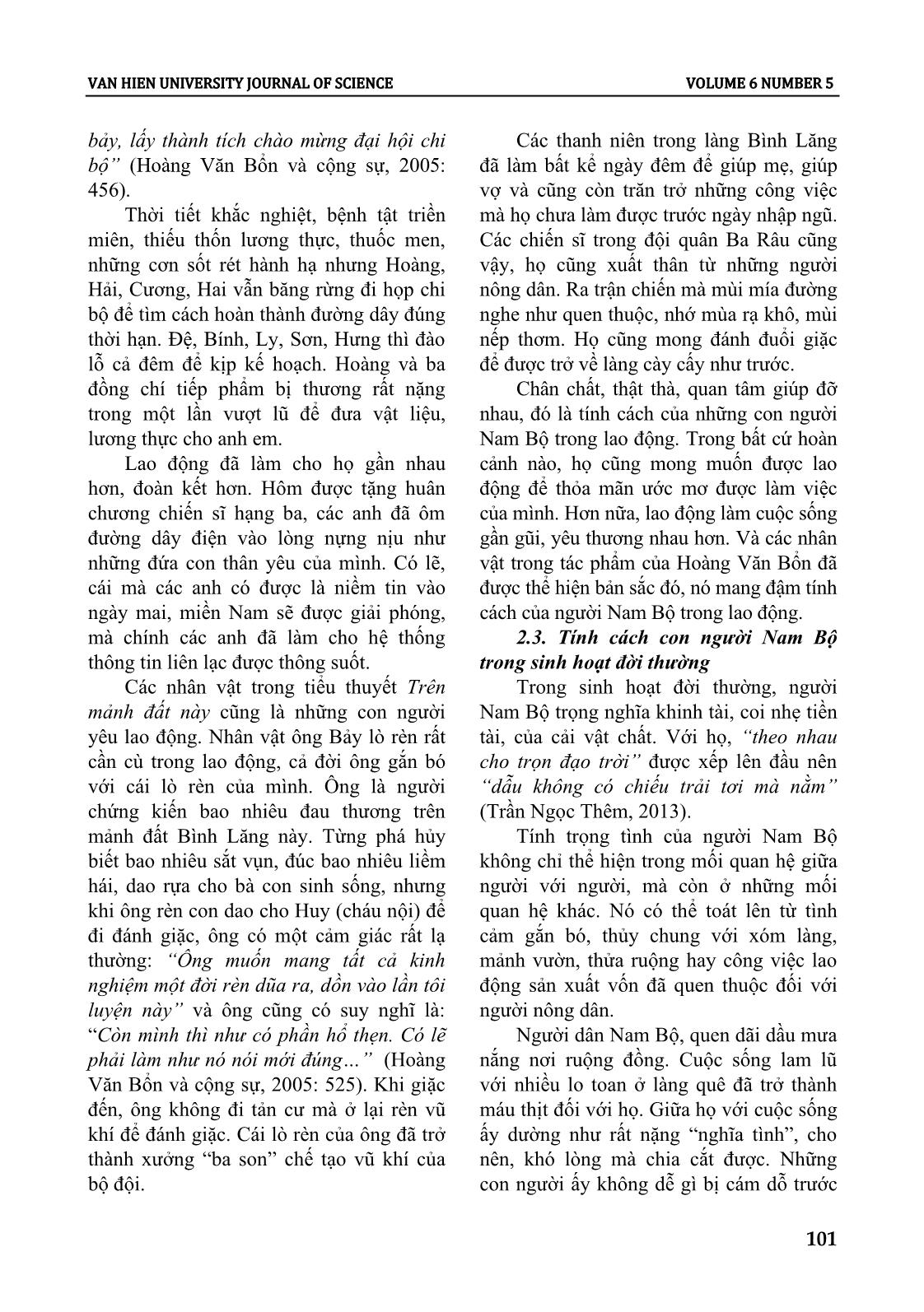 Tính cách con người nam bộ trong tiểu thuyết Hoàng Văn Bổn giai đoạn 1955 - 1975 trang 5