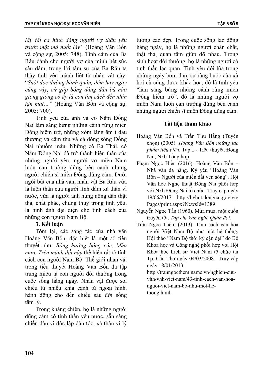 Tính cách con người nam bộ trong tiểu thuyết Hoàng Văn Bổn giai đoạn 1955 - 1975 trang 8