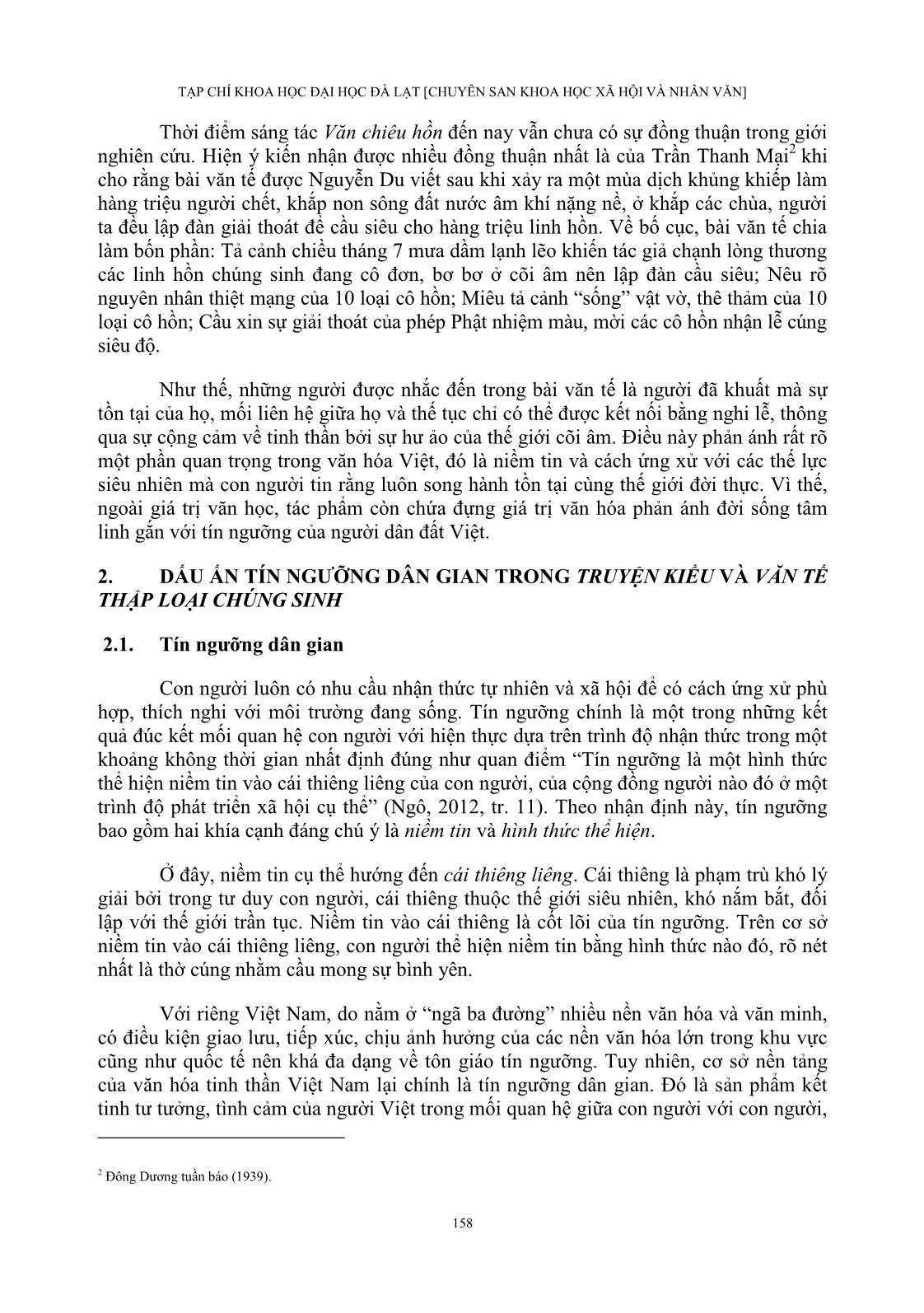 Tín ngưỡng dân gian trong truyện kiều và văn tế thập loại chúng sinh (văn chiêu hồn) của Nguyễn Du trang 4