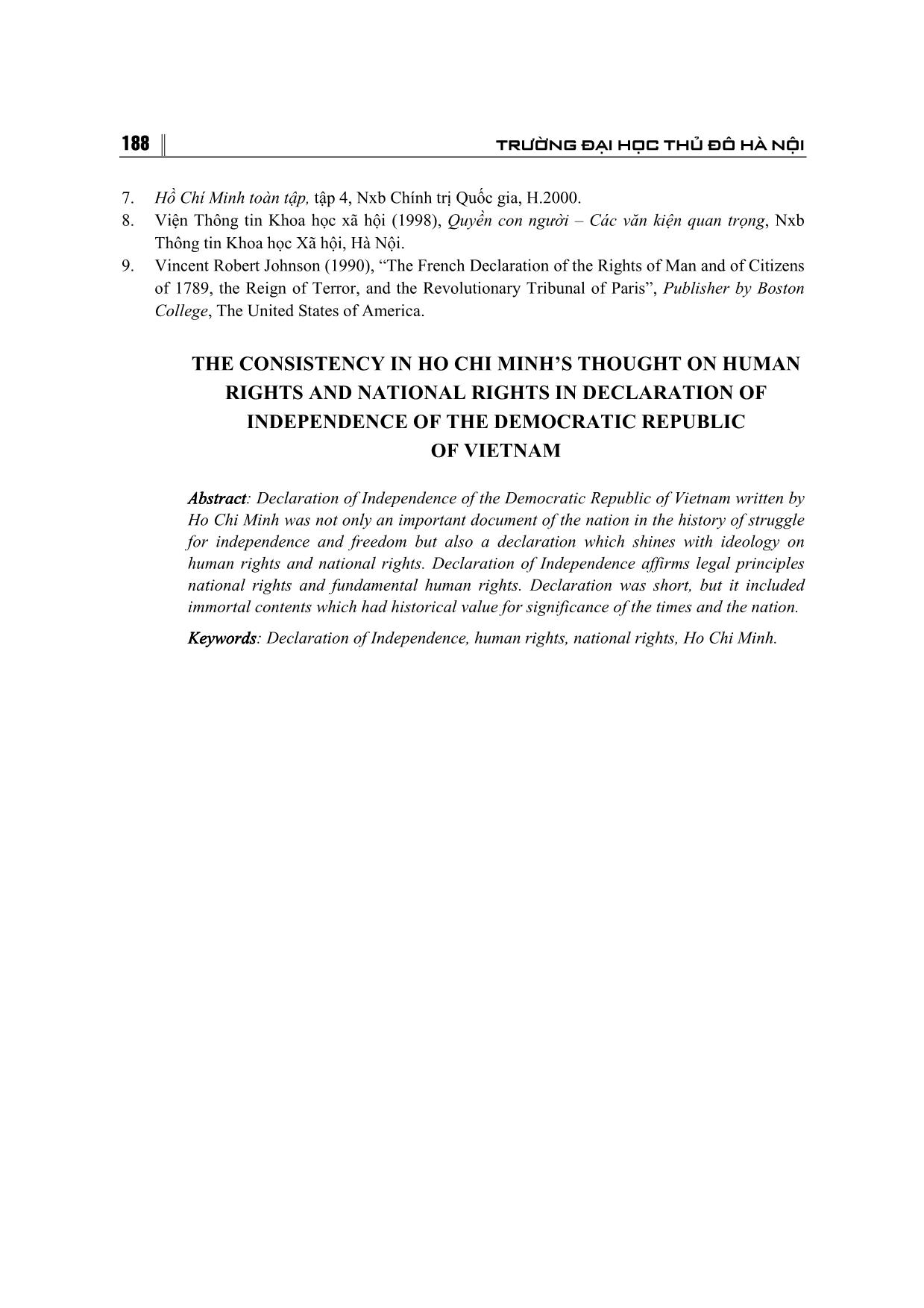 Tư tưởng nhất quán về quyền con người và quyền dân tộc trong tuyên ngôn độc lập của Hồ Chí Minh trang 10