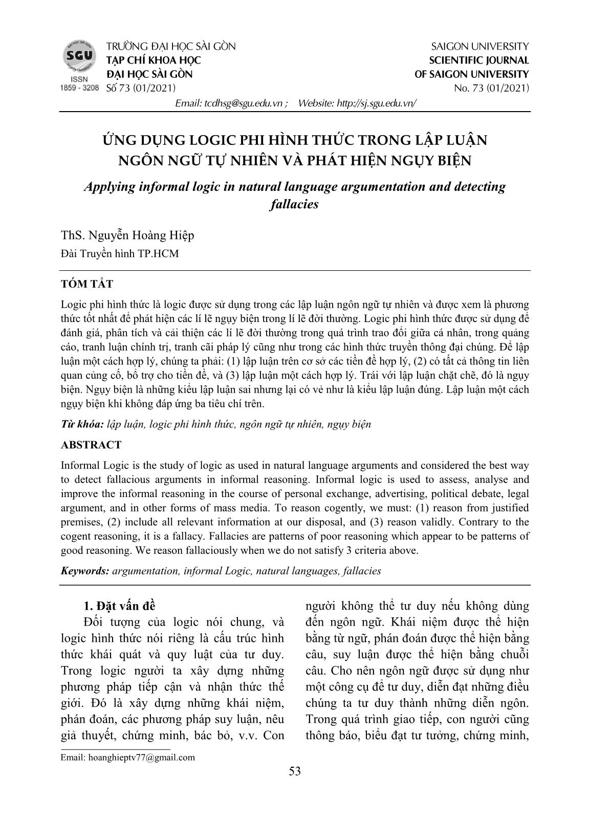 Ứng dụng logic phi hình thức trong lập luận ngôn ngữ tự nhiên và phát hiện ngụy biện trang 1