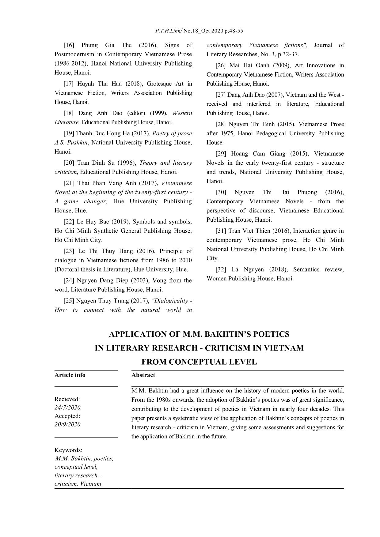 Ứng dụng thi pháp học của M. M. Bakhtin trong nghiên cứu – phê bình văn học ở Việt Nam từ cấp độ khái niệm trang 8