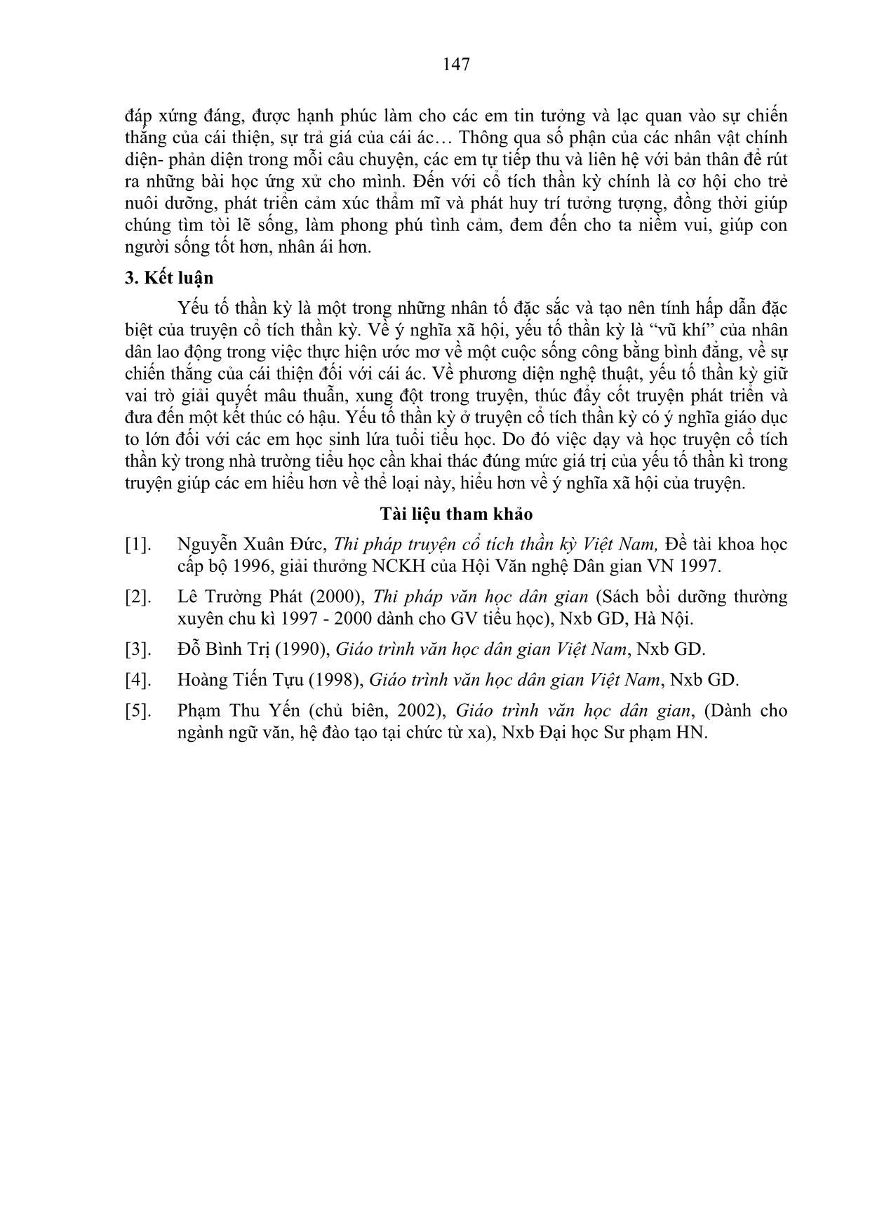 Vai trò của yếu tố thần kỳ ở truyện cổ tích thần kỳ trong chương trình văn - Tiếng Việt tiểu học trang 5