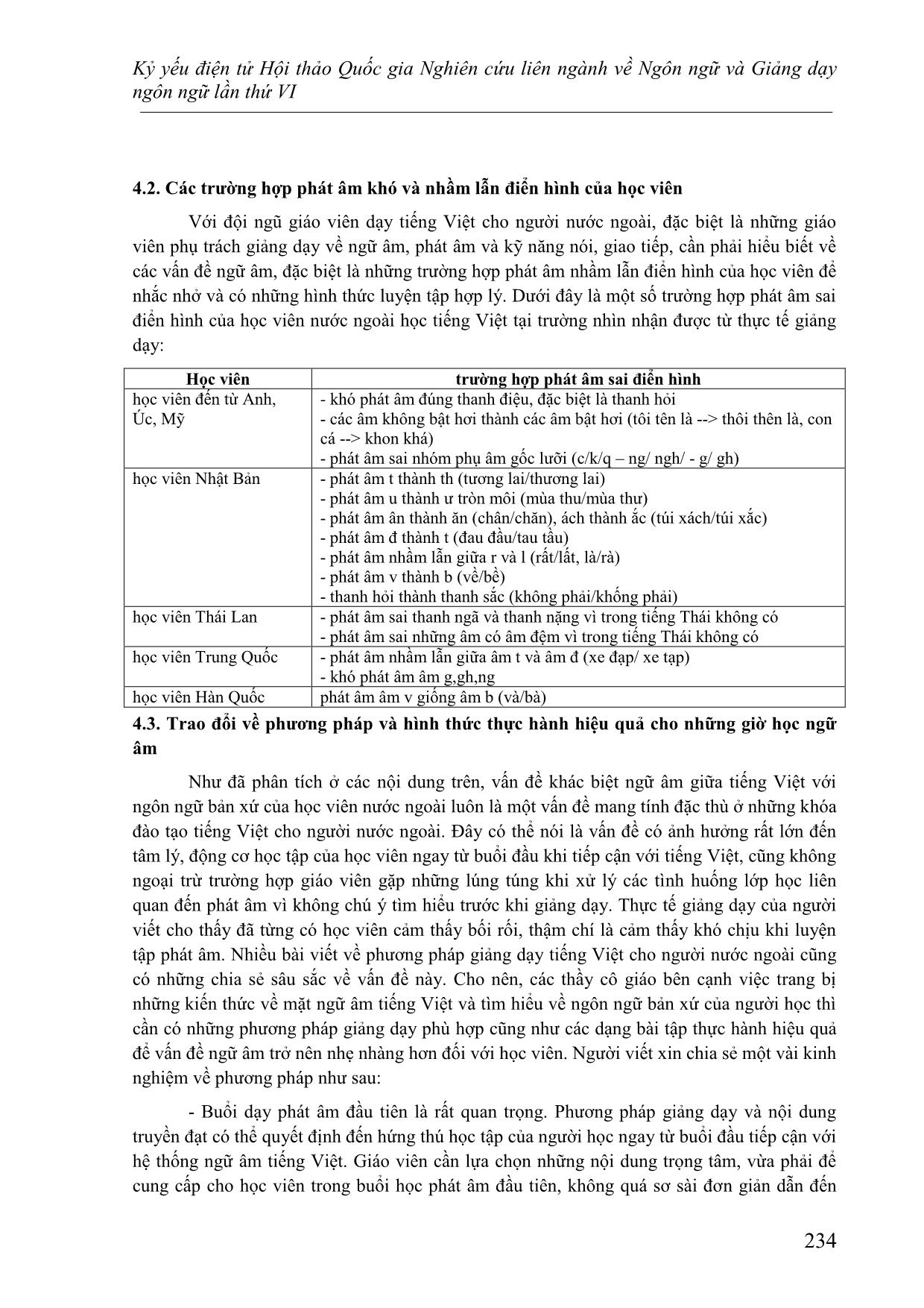 Vấn đề ngữ âm trong giảng dạy tiếng Việt cho người nước ngoài – Trao đổi về phương pháp và các hoạt động thực hành hiệu quả trang 8
