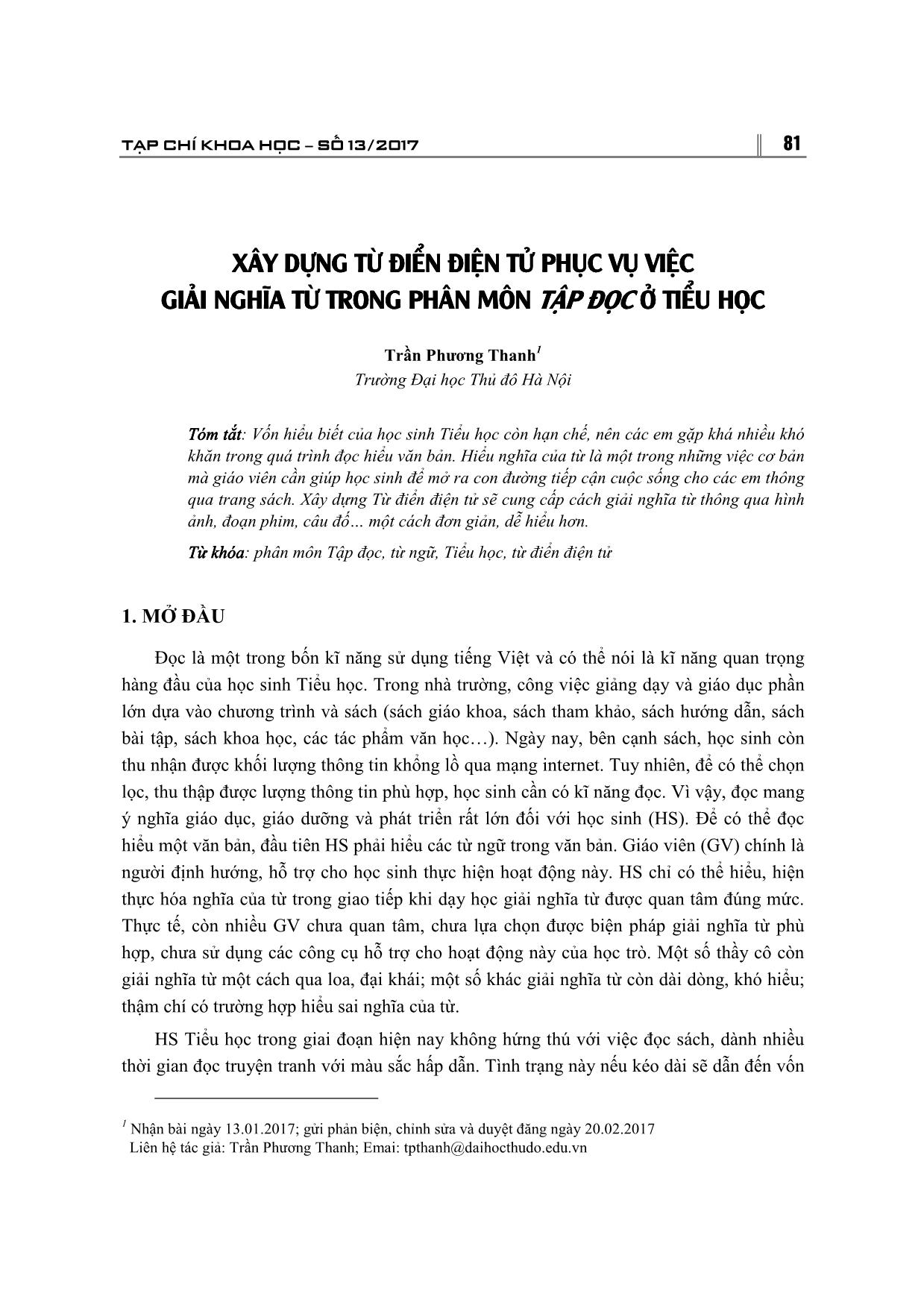 Xây dựng từ điển điện tử phục vụ việc giải nghĩa từ trong phân môn tập đọc ở Tiểu học trang 1