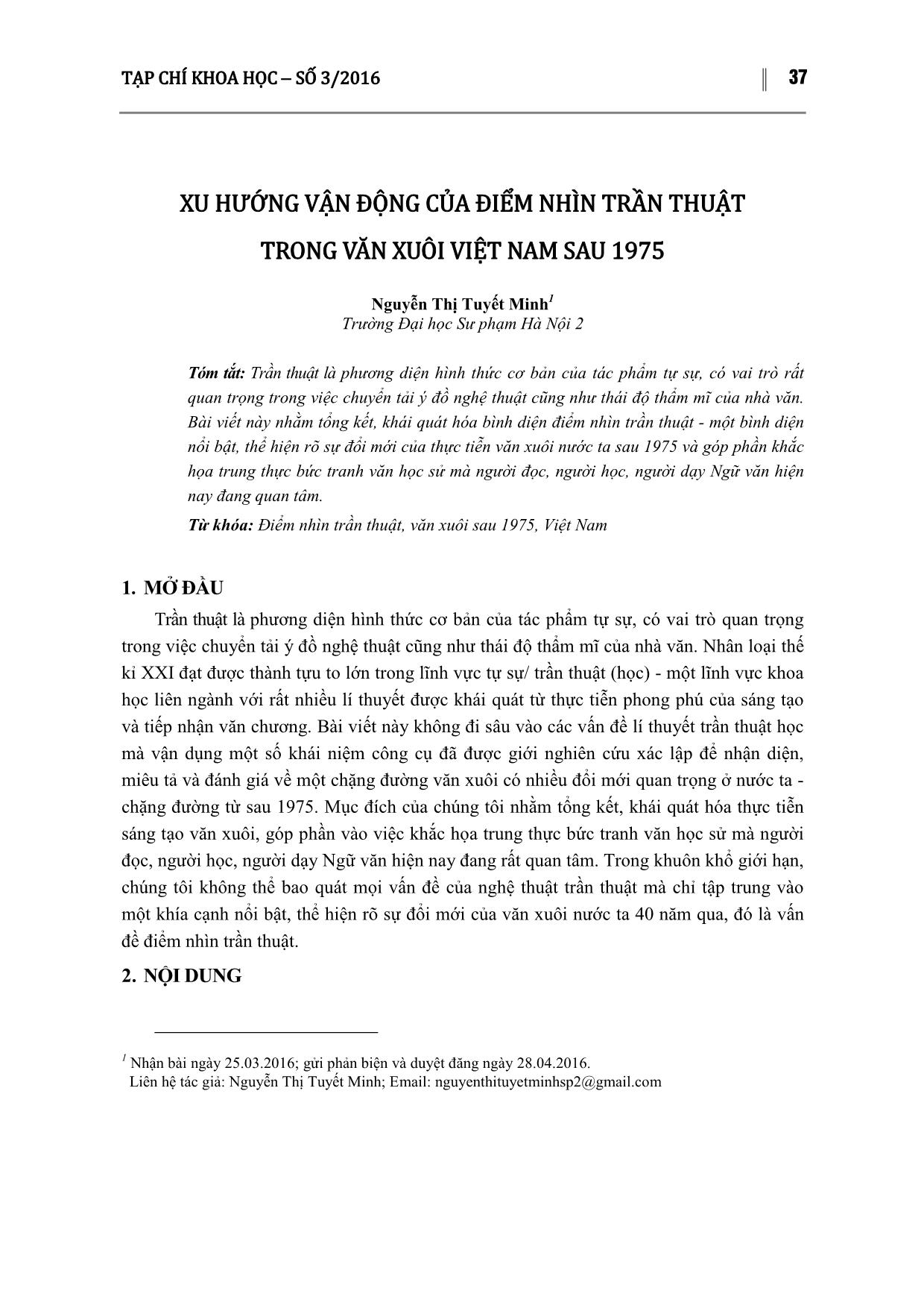 Xu hướng vận động của điểm nhìn trần thuật trong văn xuôi Việt Nam sau 1975 trang 1