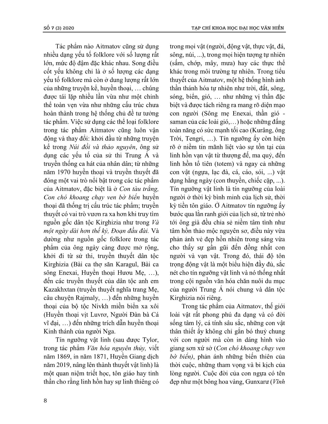 Yếu tố folklore trong tiểu thuyết của chinghiz aitmatov: Từ câu chuyện núi đồi quê hương đến triết lý nhân sinh trang 6