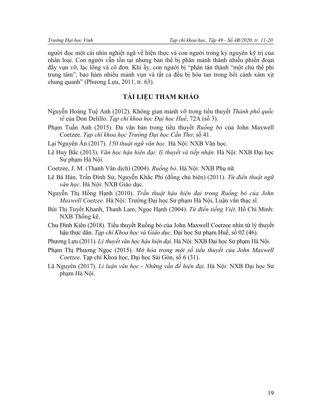 Yếu tố phân mảnh trong tiểu thuyết ruồng bỏ của john maxwell coetzee trang 9