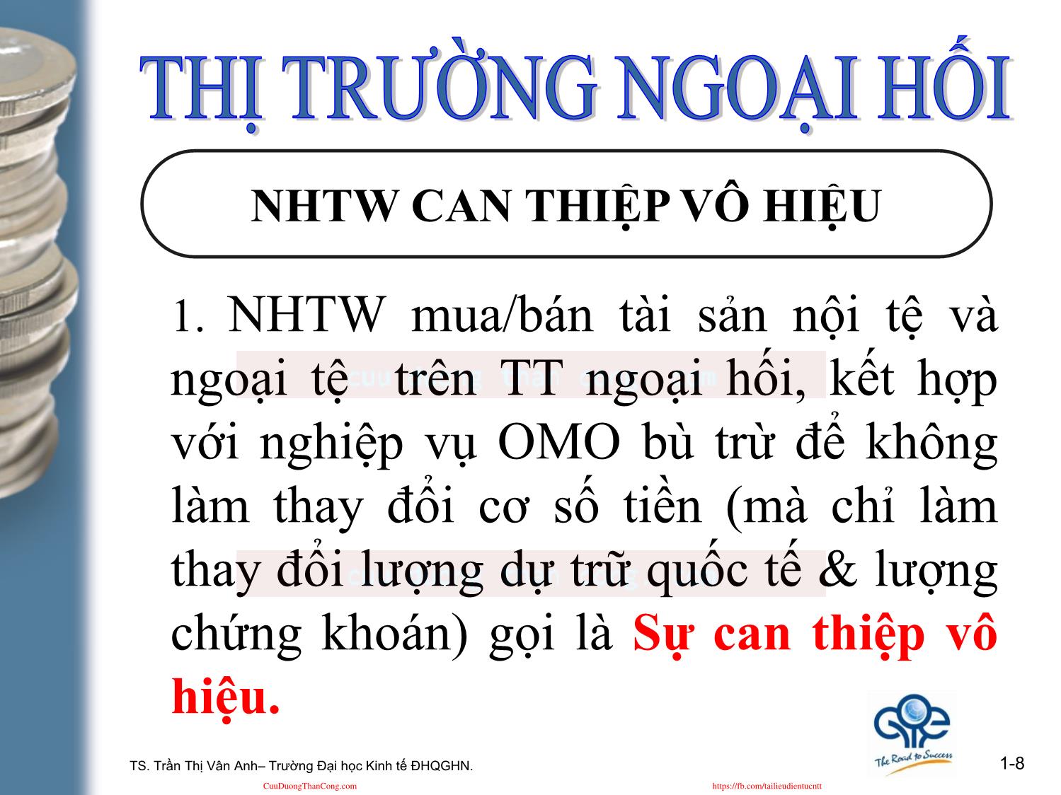 Kinh tế học tiền tệ - Ngân hàng - Bài 10: Thị trường ngoại hối và hệ thống tài chính quốc tế trang 8